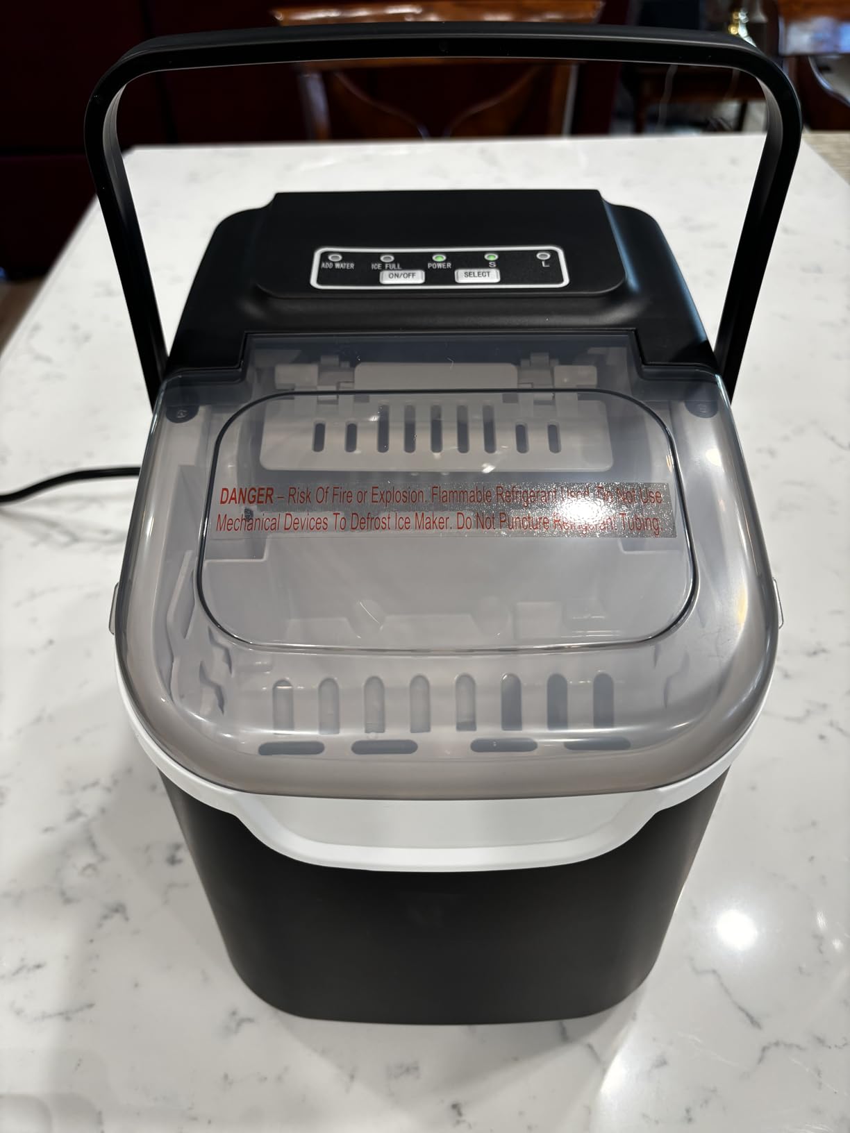COWSAR Ice Maker Countertop, Portable Self-Cleaning Ice Machine, 26.5lbs/24Hrs, 8 Bullet Ice Cubes in 6 Mins, with Ice Basket and Scoop, Quiet Mini Ice Makers for Home, Kitchen, Bar, Camping - Customer Photo 2