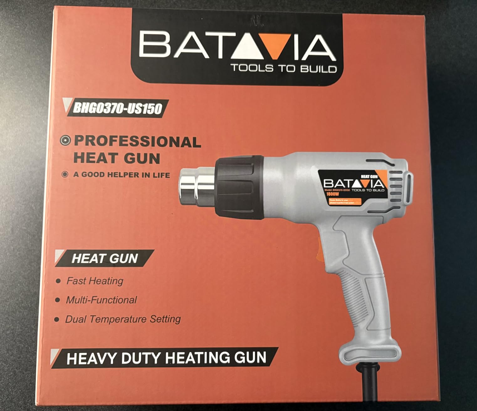 Heat Gun - BATAVIA Dual Protection Fuses 1800W Heavy Duty Fast Heat Hot Air Gun with 752â&1112â Dual-Temperature Settings and 4 Nozzles with Overheat Protection for Crafts, Vinyl Wrap, Shrink Tubing - Customer Photo 1