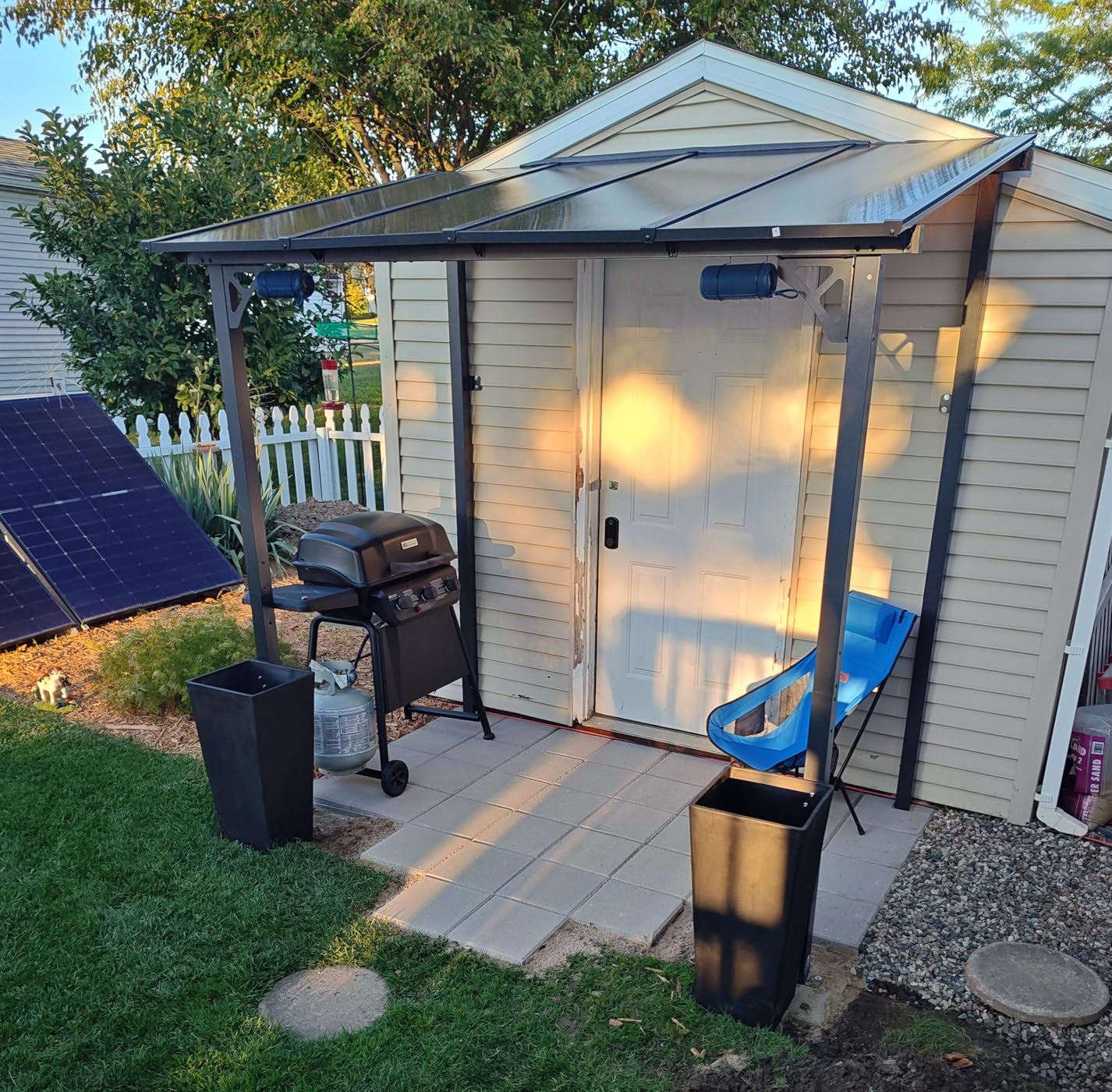 Aoxun 8âx 5â Premium Gazebo with Aluminum Top Frame & Polycarbonate Panel, Wall Mounted Gazebos Pergola, Outdoor Patio Lean to Gazebo, Awnings with Sloped Roof, for Backyard, Porch, Deck Customer Review Aoxun 8âx 5â Premium Gazebo with Aluminum Top Frame & Polycarbonate Panel, Wall Mounted Gazebos Pergola, Outdoor Patio Lean to Gazebo, Awnings with Sloped Roof, for Backyard, Porch, Deck - Customer Photo 2