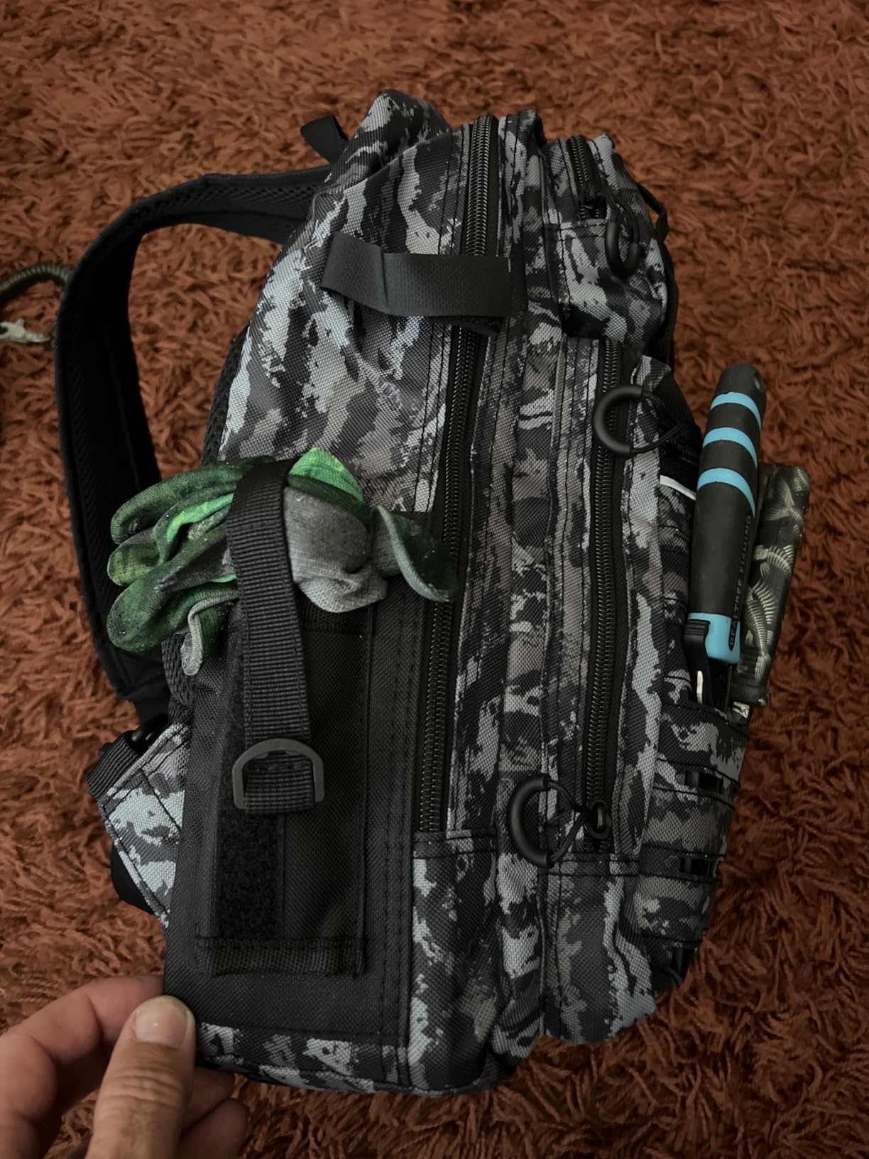 Piscifun Fishing Backpack Tackle Bag, MOLLE & 2 Rod Holders, Multi Storage | Water-Resistant Lightweight Outdoor Pack, fits 3x3600 boxes, reinforced stitching customer photo 1