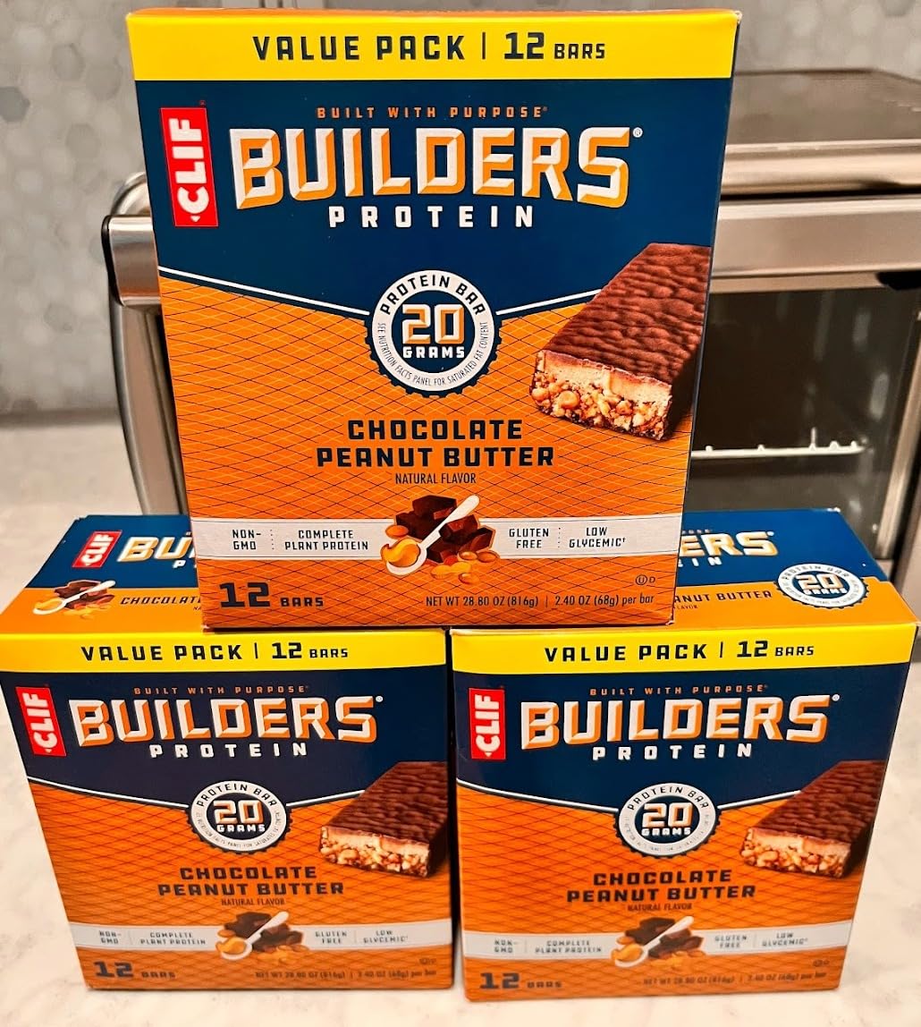 CLIF BUILDERS Protein Bars - Chocolatey Peanut Butter - 20g Plant Based Protein - Gluten Free - Non-GMO - Low Glycemic - No Artificial Sweeteners (12 Pack) customer photo 2