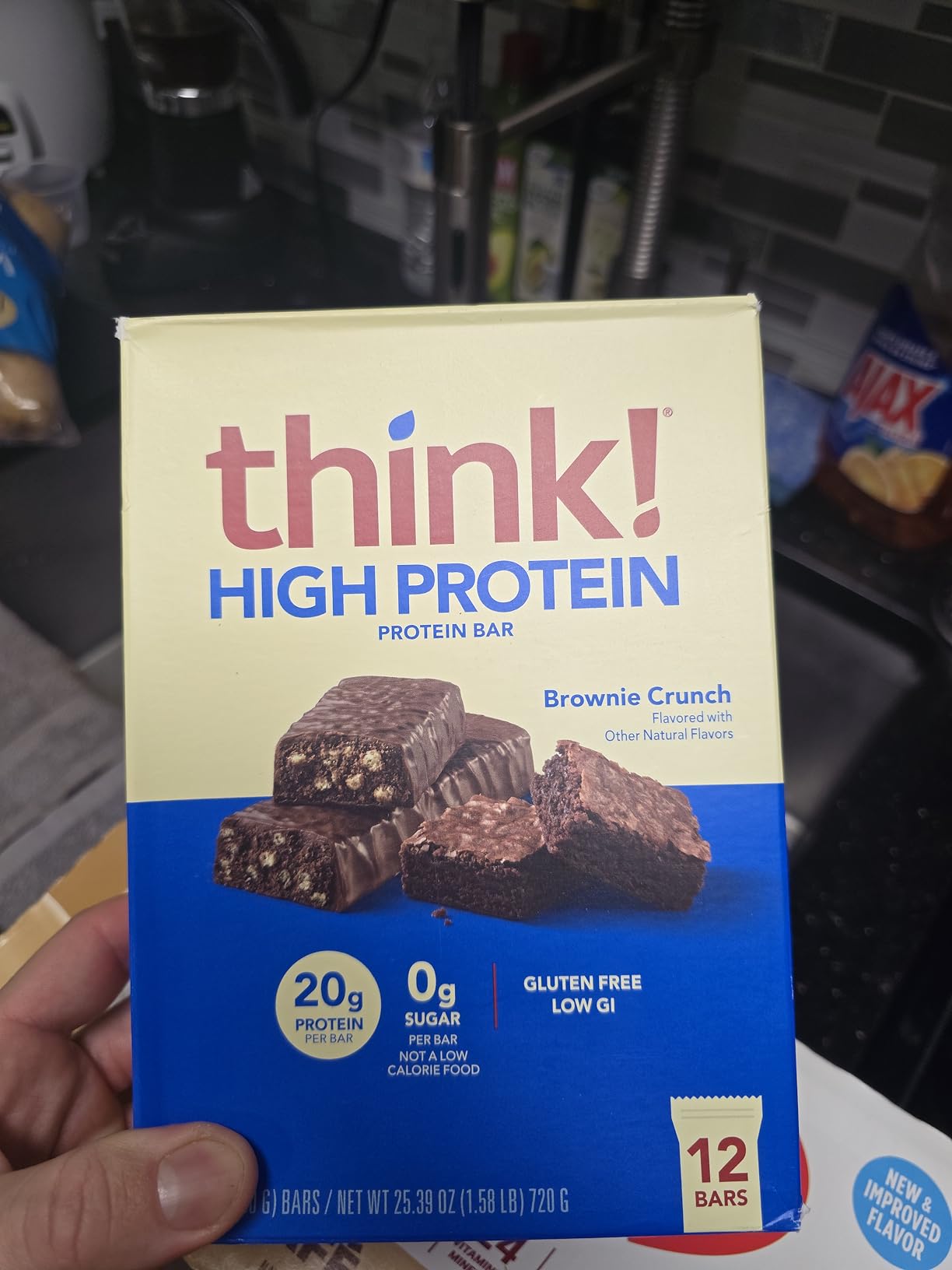 think! Protein Bars, High Protein Snacks, Gluten Free, Sugar Free Energy Bar with Whey Protein Isolate, Brownie Crunch (12 Count) customer photo 1