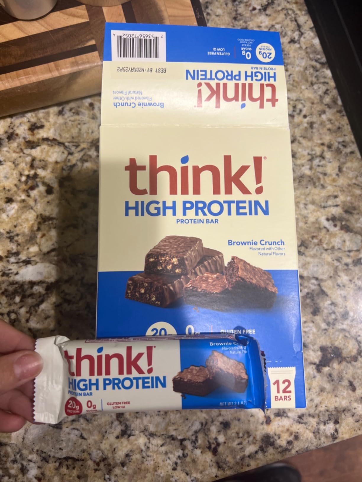 think! Protein Bars, High Protein Snacks, Gluten Free, Sugar Free Energy Bar with Whey Protein Isolate, Brownie Crunch (12 Count) customer photo 2