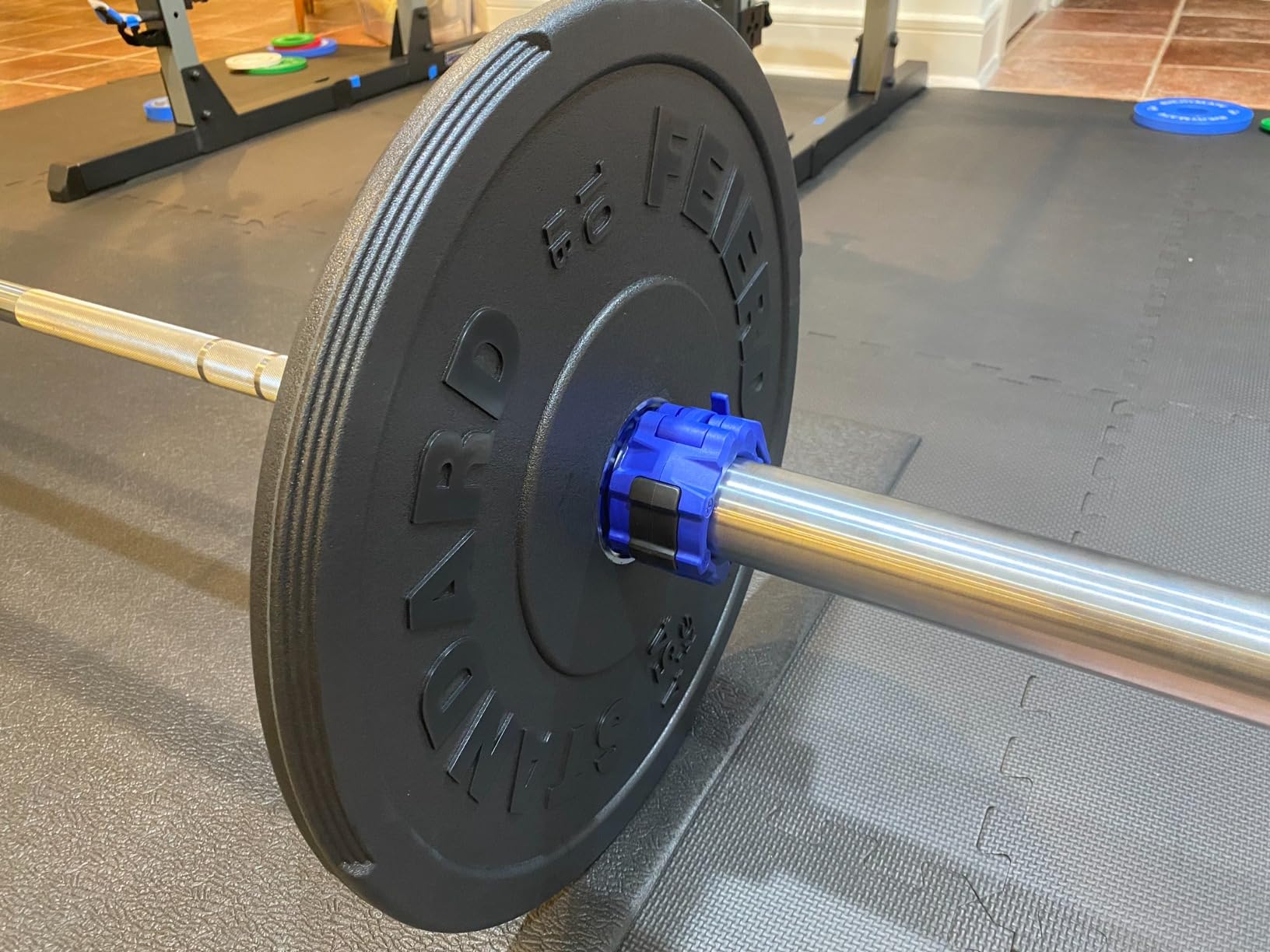 FEIERDUN Color Bumper Plate Set, 2-Inch Olympic Weight Plates, Low Bounce Rubber Barbell Plates with Stainless Steel Insert for Weightlifting, Strength Training, CrossFit & Home Gym, 10LB-370LB customer photo 2