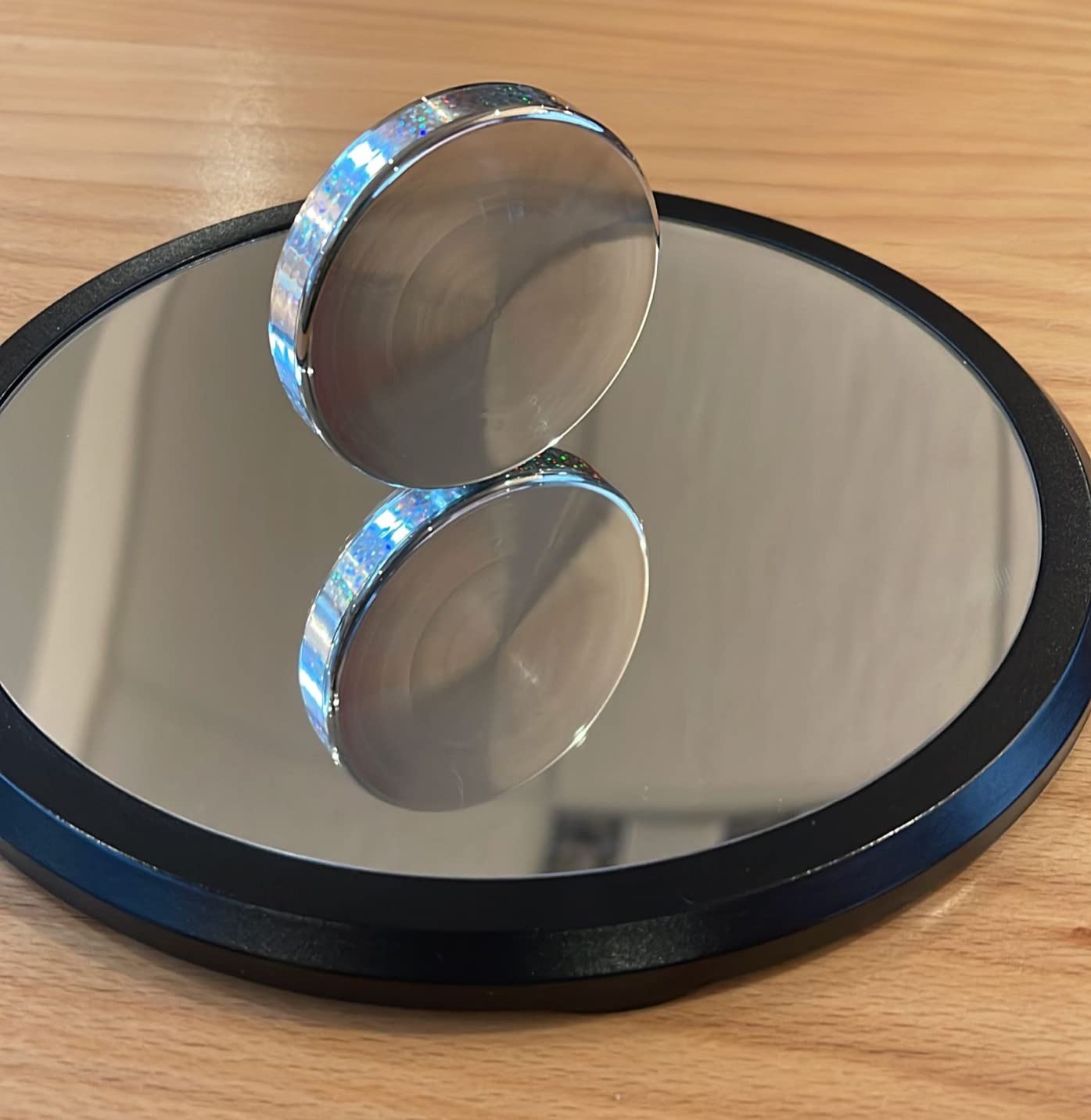 Toysmith Euler's Disk Physics Science Desk Toy, Chrome, 3 inches | Spinning Disk, Mirror Base, Light Refraction, Sound Display, Physics Demo, Desk Toy, Classroom Activity, STEM Toy, Ages 8+ customer photo 1