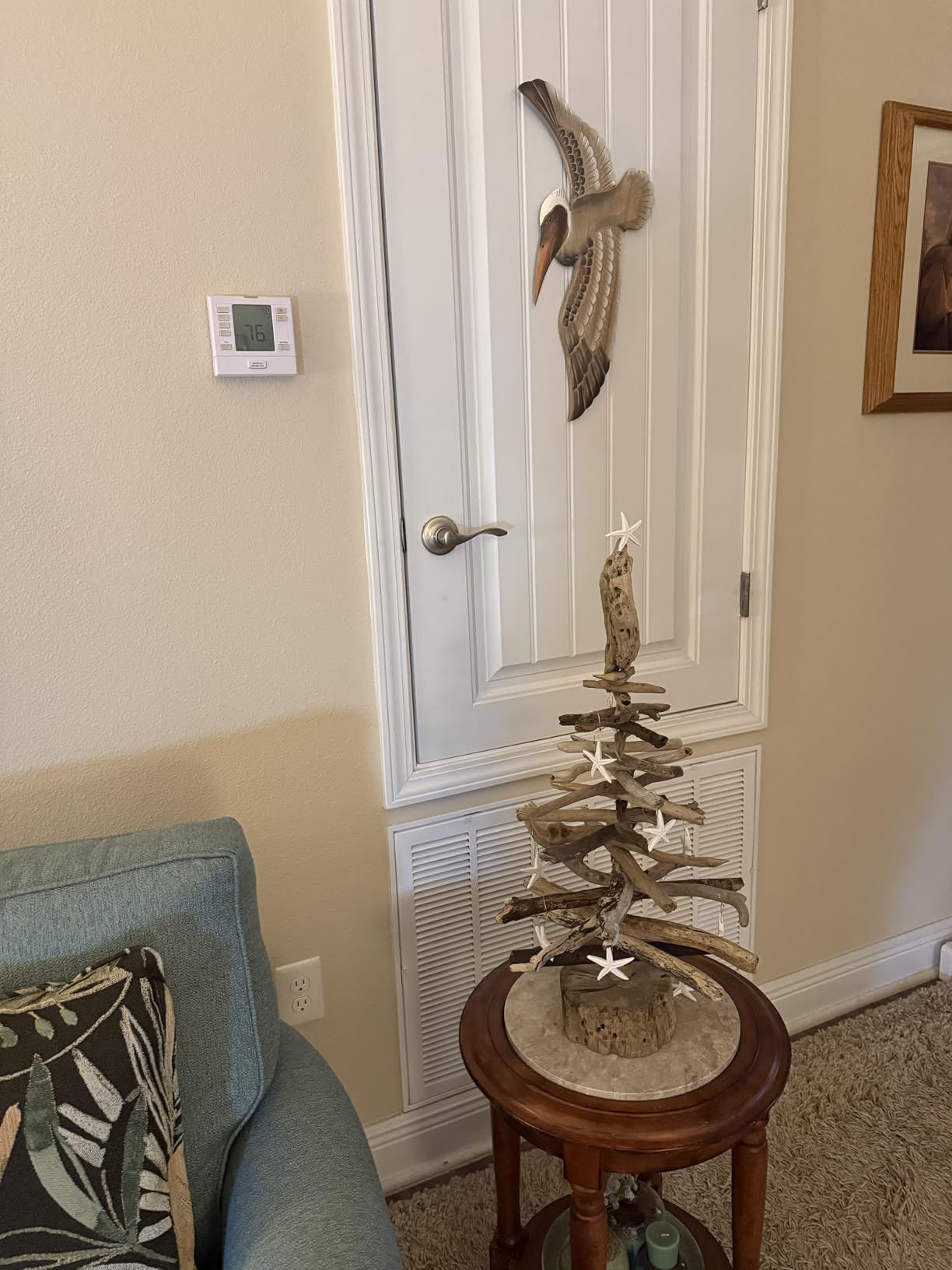 Hand-carved Wood Flying Pelican | Coastal Nautical Beach Wall Décor Natural Wood Finish customer photo 1