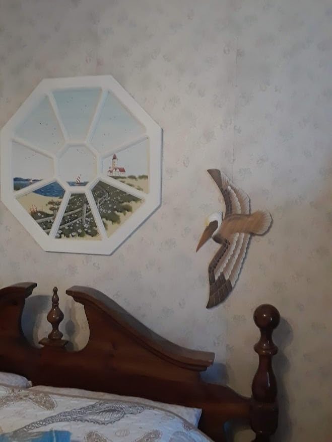 Hand-carved Wood Flying Pelican | Coastal Nautical Beach Wall Décor Natural Wood Finish customer photo 2