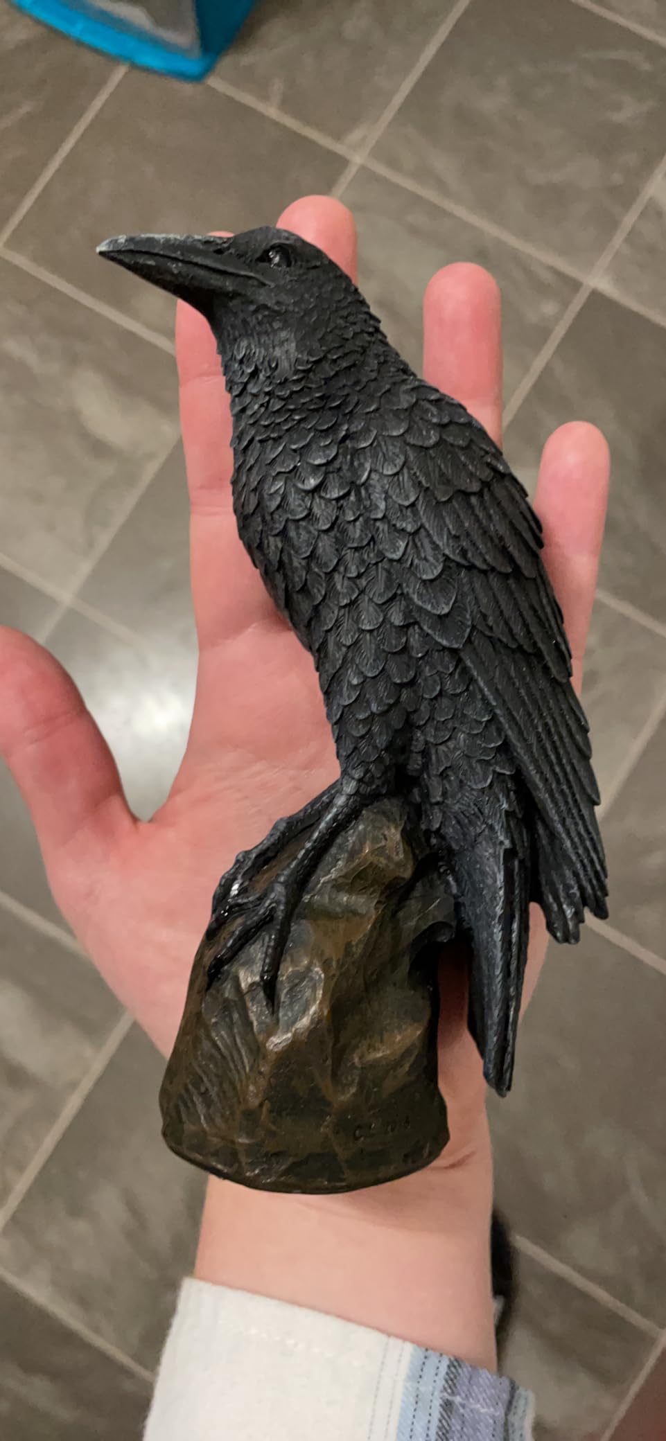 Black Raven Bird on Stump Statue Cold Cast Resin Figurine customer photo 2
