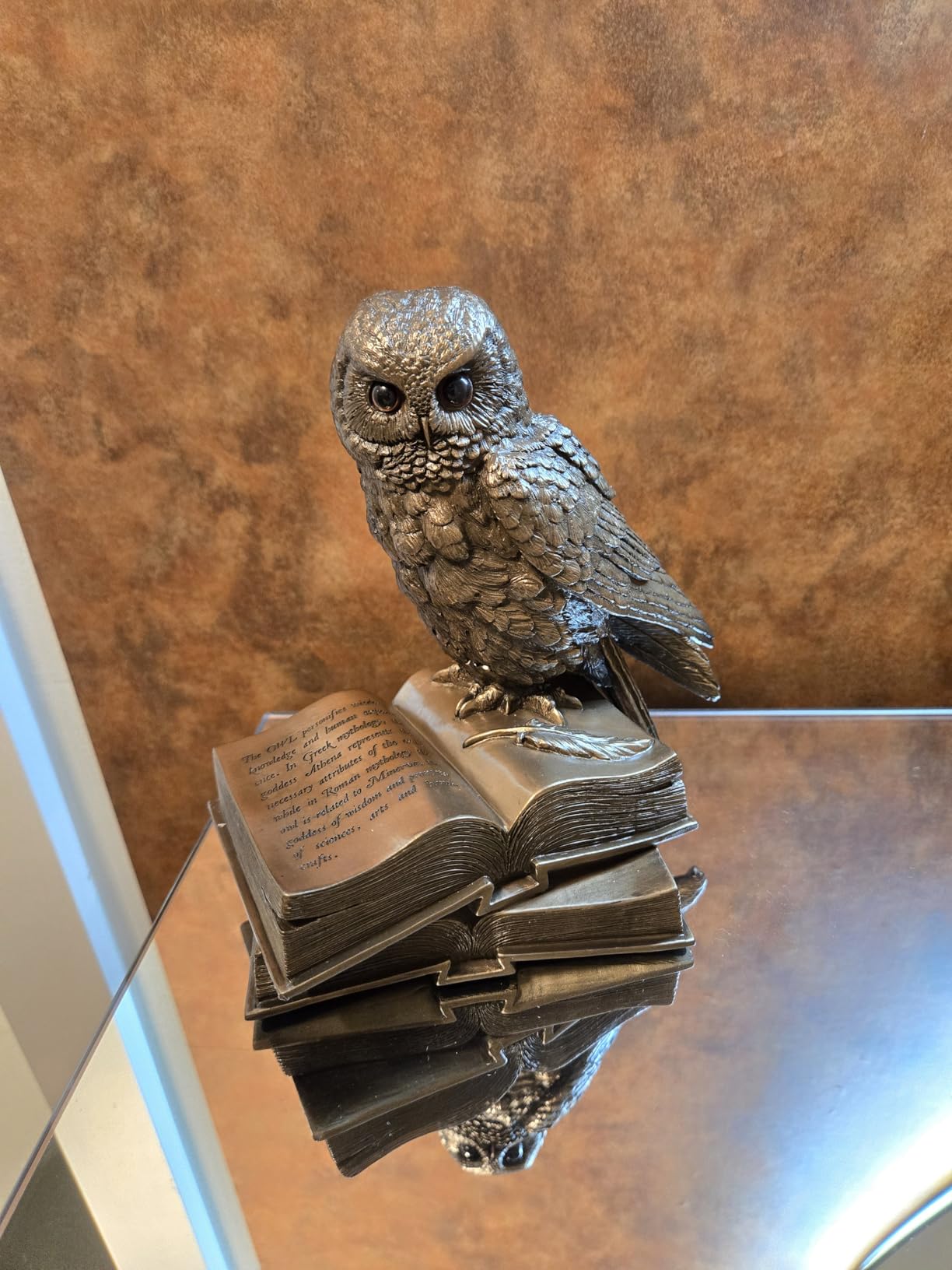 Top Collection Owl on Book Statue - Great Horned Owl Sculpture in Premium Cold Cast Bronze - 7-Inch Collectible Animal Figurine customer photo 2
