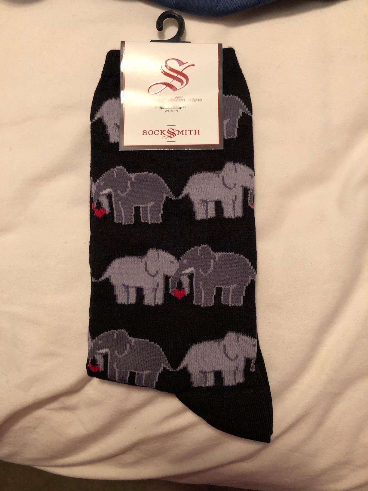 Socksmith Elephant Love Socks Black Size 9-11, 1 EA customer photo 1
