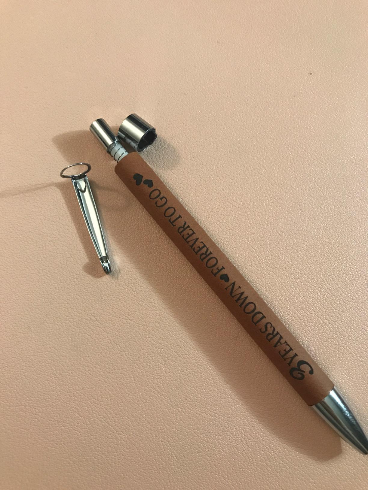 KATE POSH - 3 Years Down, Forever to Go Engraved Leather Pen, Our 3rd Wedding Anniversary, 3 Years as Husband & Wife, Gifts for Her, Him & Couples, Marriage (Rawhide) customer photo 2
