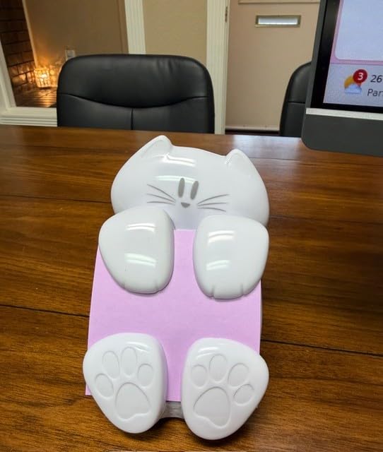 Post-it Note Dispenser, White Cat Design, 1 Dispenser, 1 Pad, 45 Sheets | Sticky Notes Holder for Desk, Classroom or Office Supplies customer photo 2