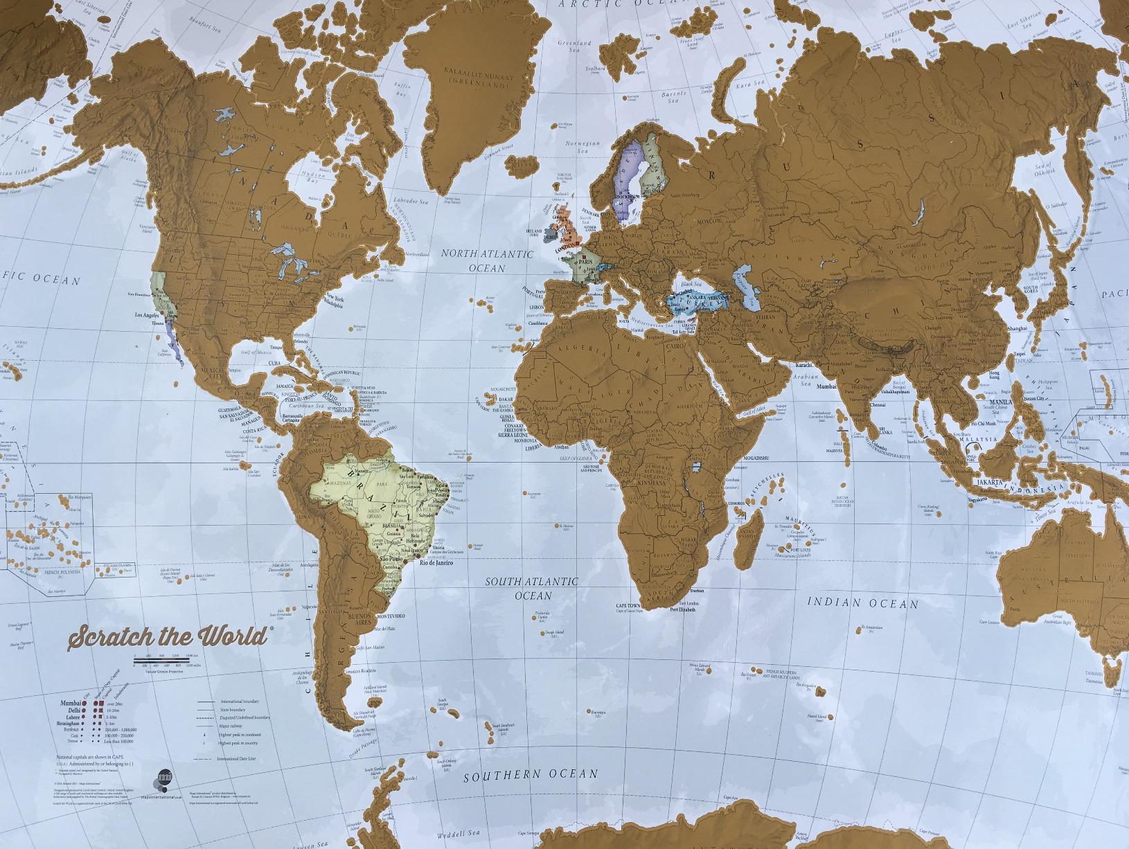 Scratch The World Travel Map - Scratch Off World Map Poster - 23 x 33 in | Maps International - Frameable - Updated - Cartographic Detail Featuring Country & State Borders customer photo 2