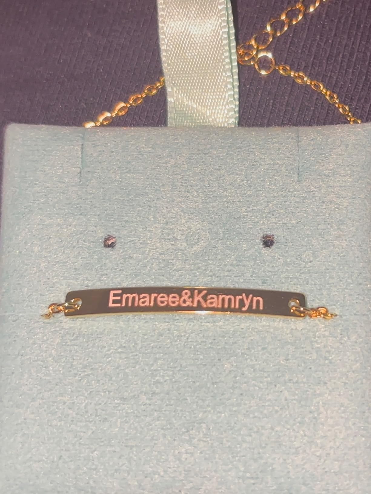 Petite Boutique 16K Gold Your Name Bar Bracelet Personalized gift Gold Plated bar Delicate Hand Stamp Best bridesmaid Wedding Graduation Gift customer photo 2