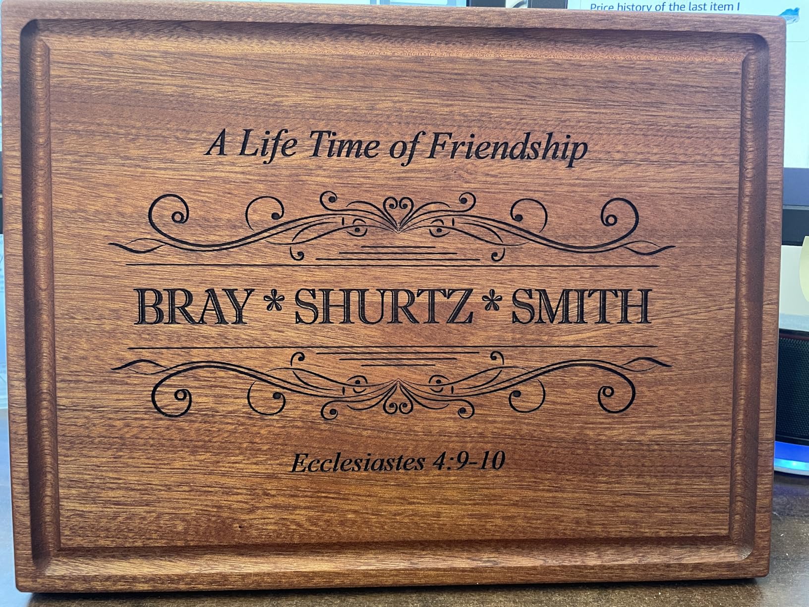 Straga Personalized Cutting Board-Custom Engraved Charcuterie Board-Best Wedding Gift Idea for Couples 2026, Newlyweds-Anniversary,Housewarming,Handcrafted in USA-Premium Walnut,Mahogany Hardwood 002 customer photo 1