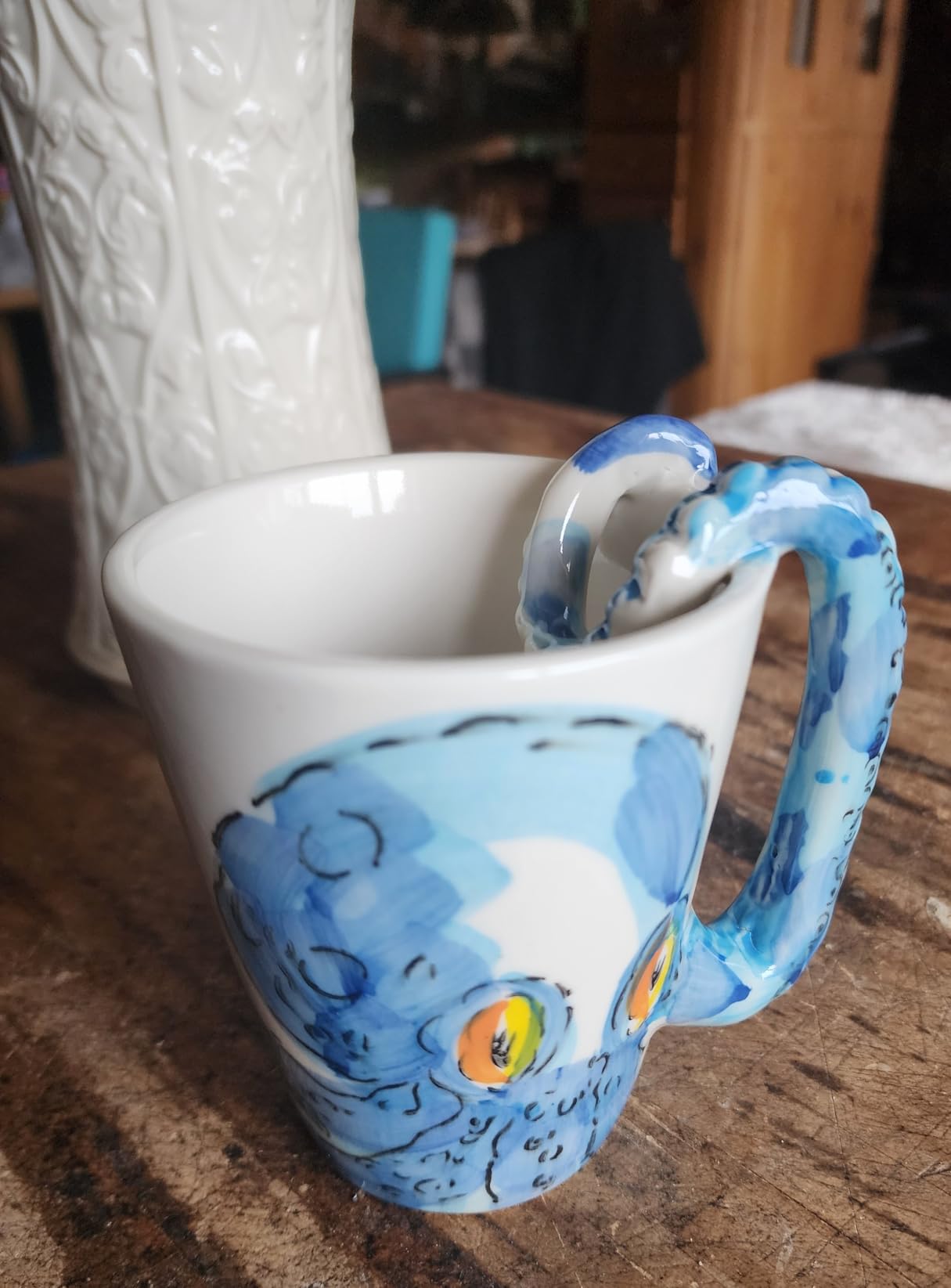 HOMEE 3D Coffee Mug Handmade Art Mug with Octopus Tentacles Beard Handle | Handmade Hand Painted Creative Art Mug Ceramic Milk Cups Ocean Octopus Squid Style Best choice of Christmas gift customer photo 1