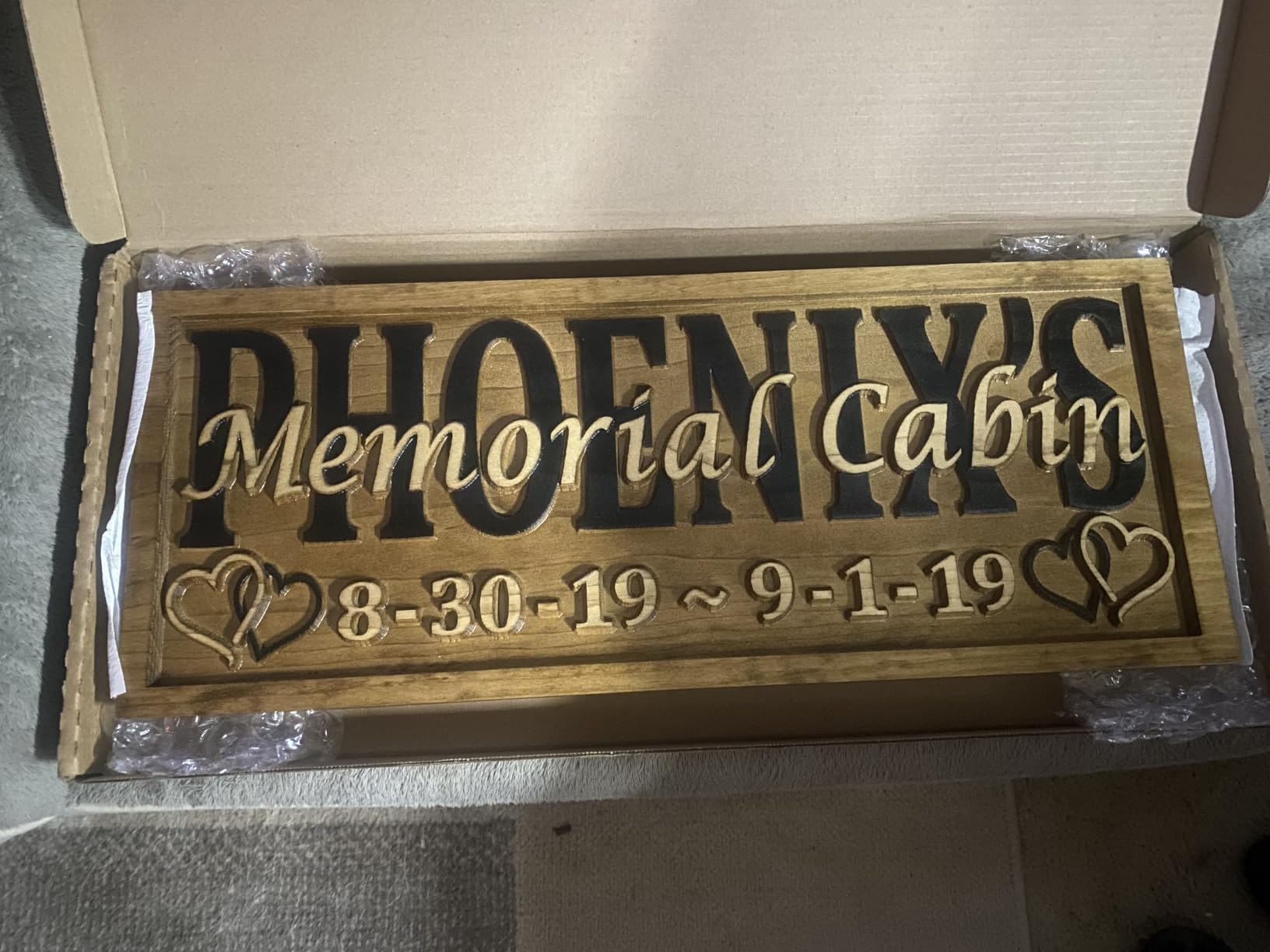 3D Wood Carved Personalized Wedding Gift Last Name Established Sign | Custom Wood Sign, Carved 3D Hearts, Family Name Signs, 5 Year Anniversary customer photo 2