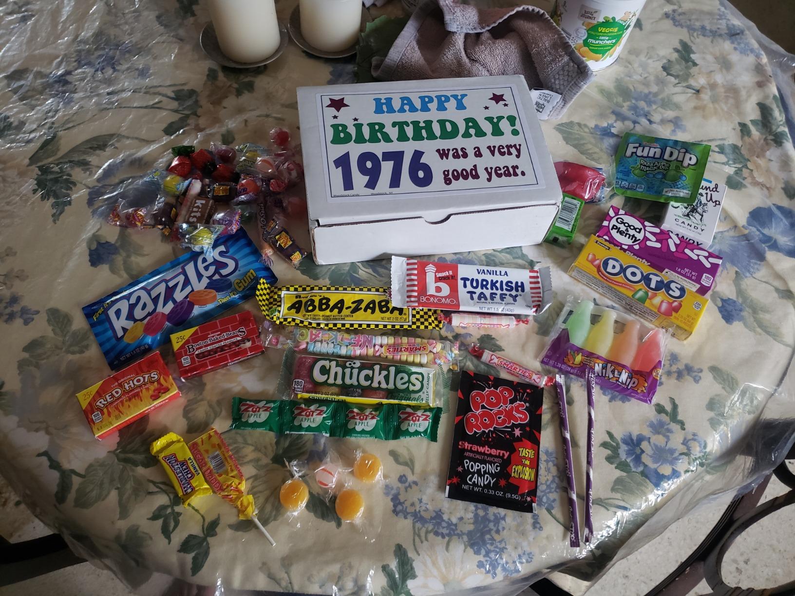 RETRO CANDY YUM Candy 1976 - Nostalgic Candy Box for 50th Birthday - Vintage Childhood Sweets - Fun Retro Gift for Men and Women, Party Centerpiece customer photo 2