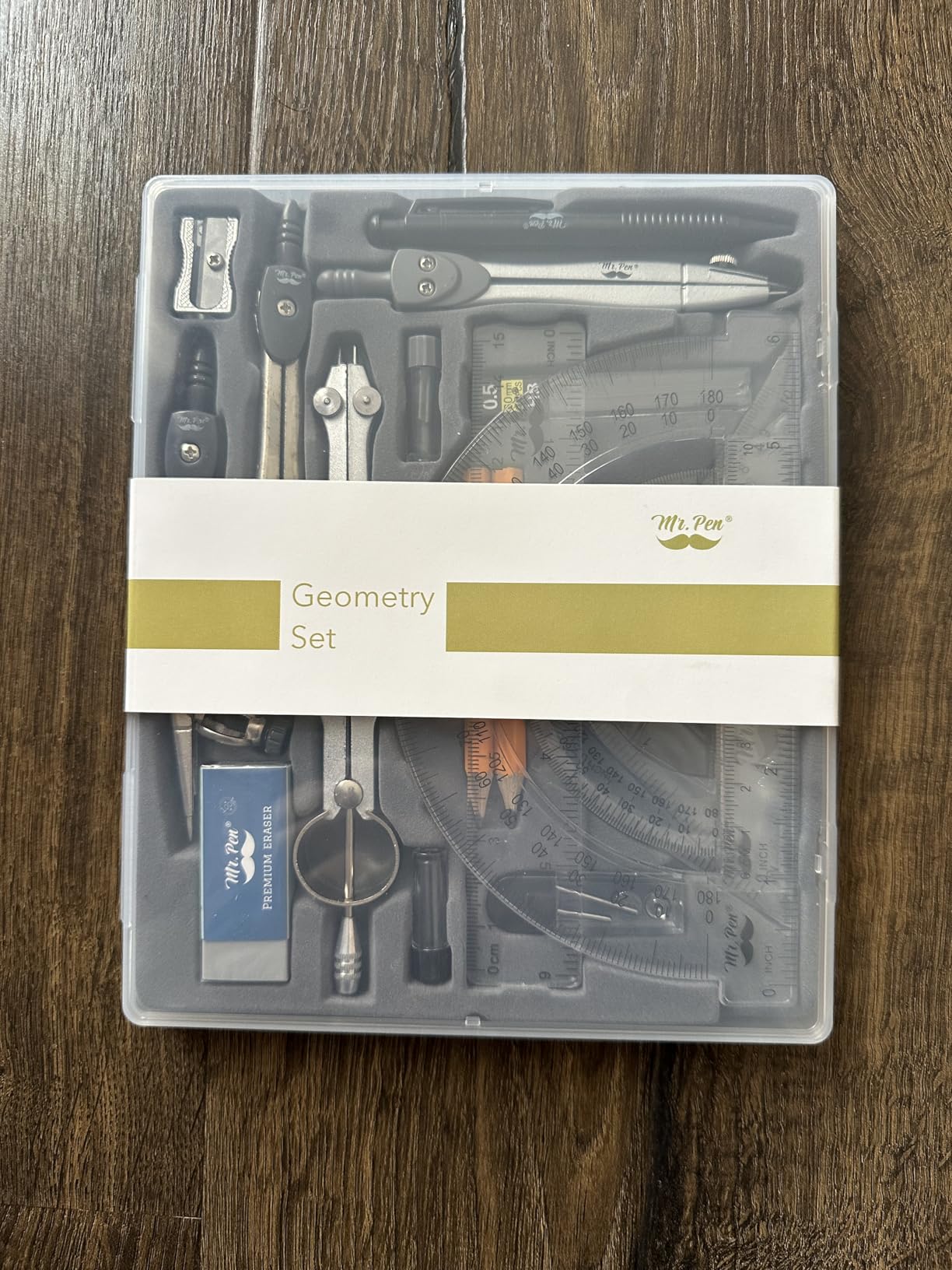 Mr. Pen Geometry Set 15 Piece Set with 6 Inch Swing Arm Protractor Includes Metal Divider Set Squares Ruler Compasses for Math for Drafting and School Supplies customer photo 1