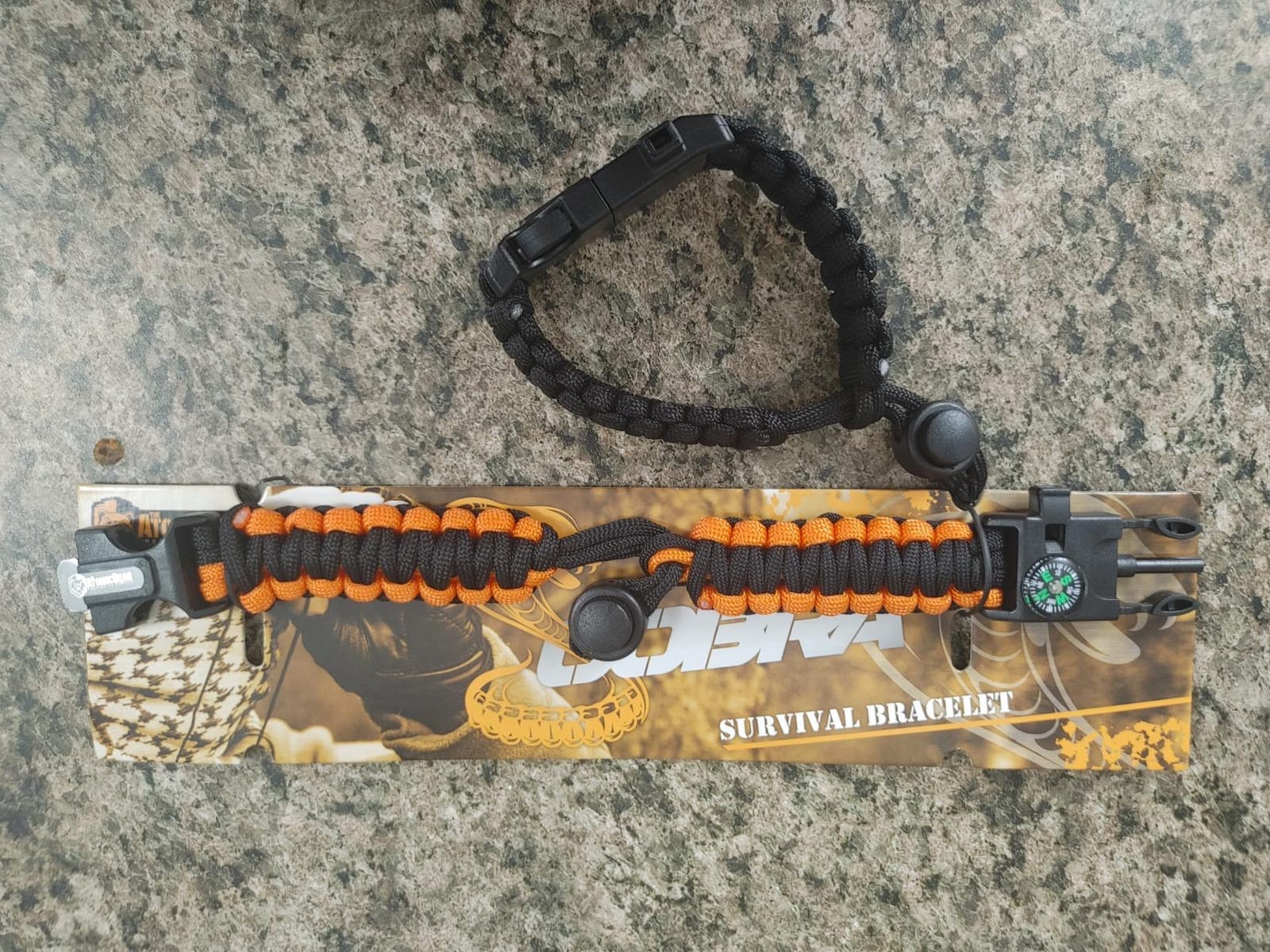 Atomic Bear Paracord Bracelet (2 Pack) - Adjustable - Fire Starter - Loud Whistle - Perfect for Hiking, Camping, Fishing and Hunting - Black & Black+Orange customer photo 2