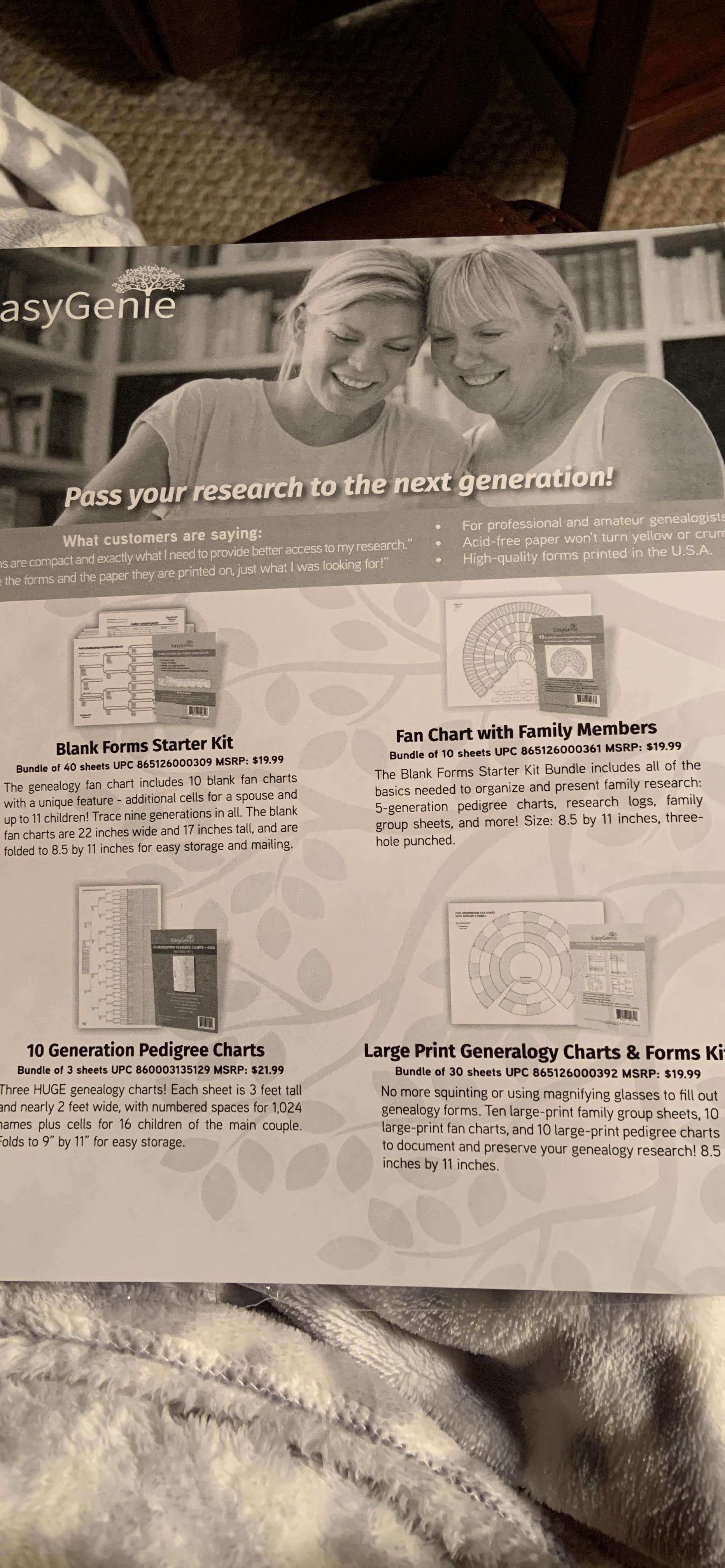 Blank Genealogy Forms Starter Kit (7 types/40 sheets) by EasyGenie | Seven genealogy form types in one kit, including pedigree charts and family group sheets, from any research source customer photo 2