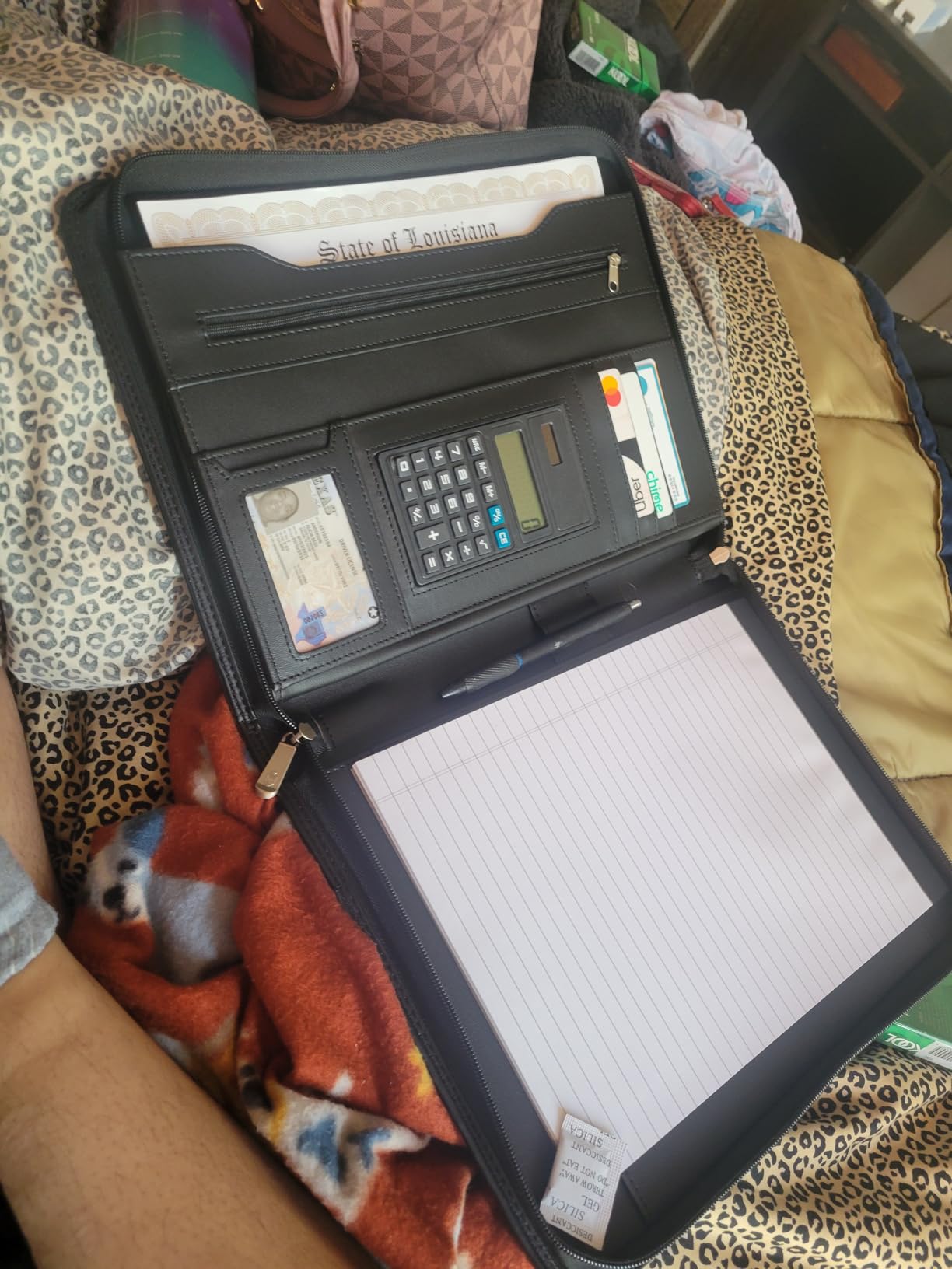 Cossini Black Superior Vegan Leather Business Portfolio with Zipper - Padfolio All-in-One. Smartest Protective 10.1 Inch Tablet Sleeve, Presentation Slot, Solar Calculator, Card Storage, Writing Pad customer photo 2