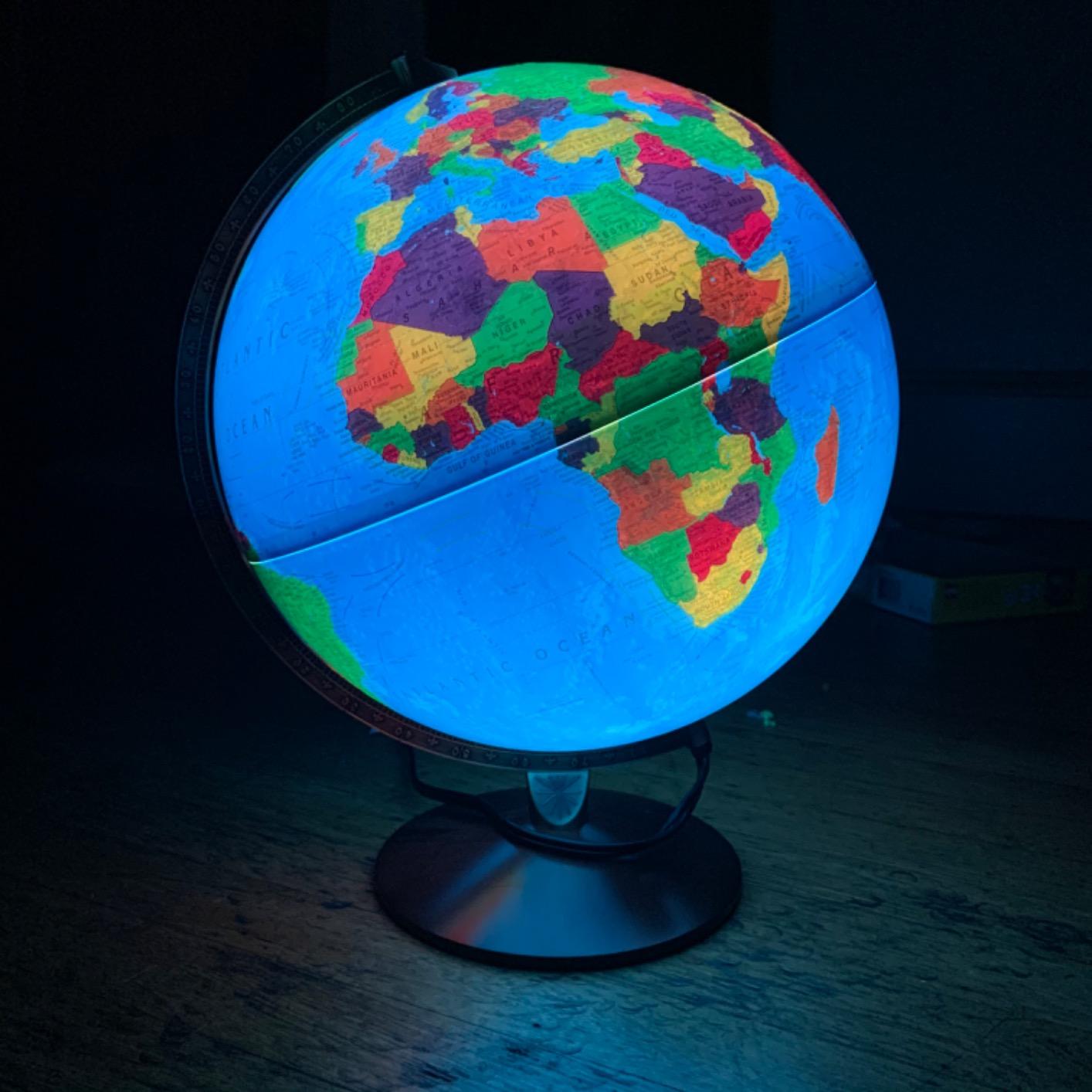 Replogle Illuminated World Globe with Stand 12 Inch Diameter Light Up Globe with 3-D Raised Relief Texture Perfect for Children And Kid's Classroom and Home Decor Made In USA customer photo 2