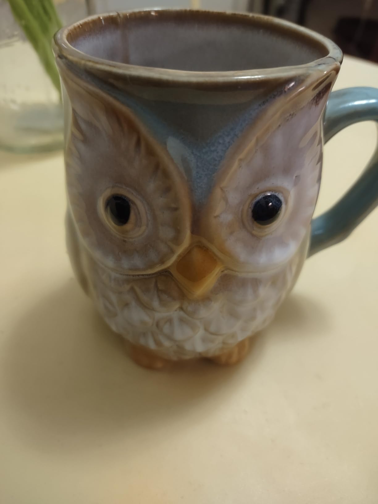 burton + BURTON Blue/Green Wise Owl Mug, 12oz Textured Porcelain Coffee Cup - Cute Animal Gift for Owl Lovers customer photo 2