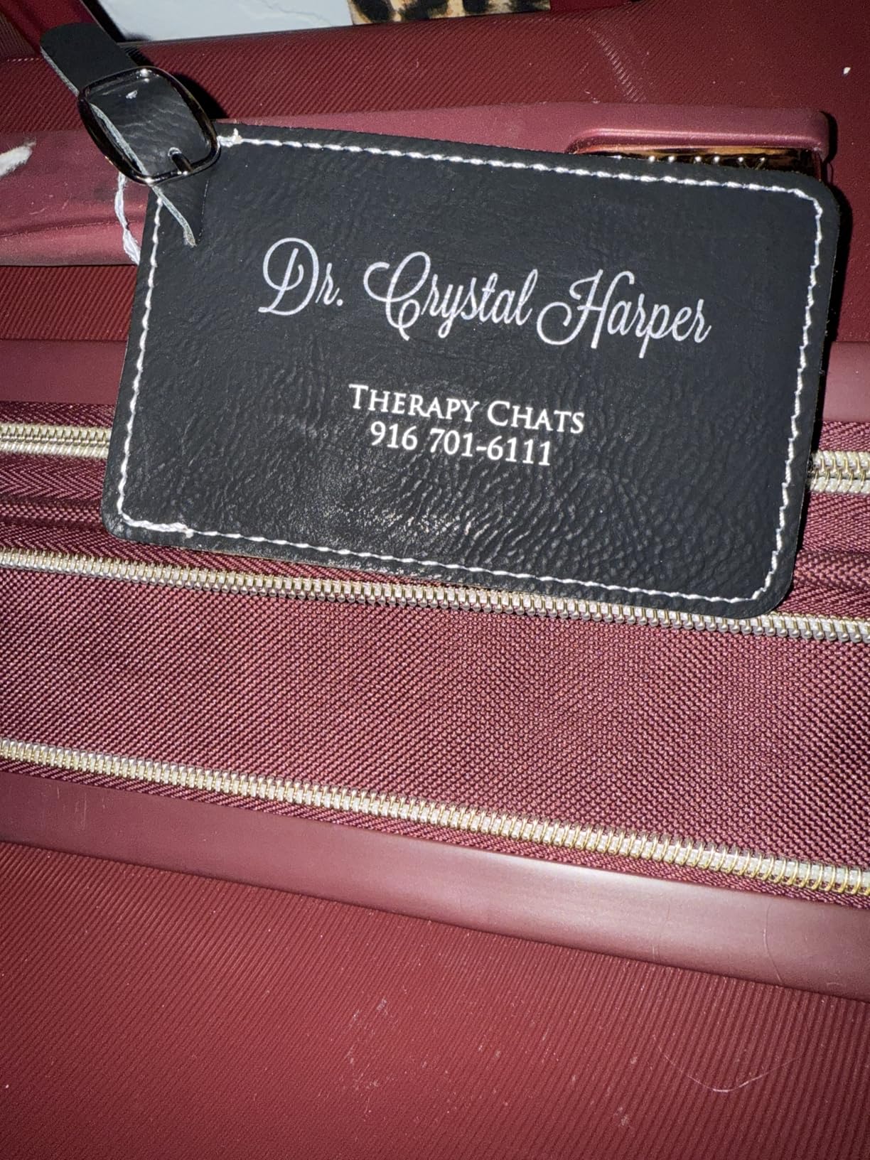 Anniversary Luggage Tags Custom, Set of 2 Leather Traveling Together | Vegan, dark and light brown, buckle strap, privacy flap; add names; honeymoon, cruise, couples, engagement customer photo 2