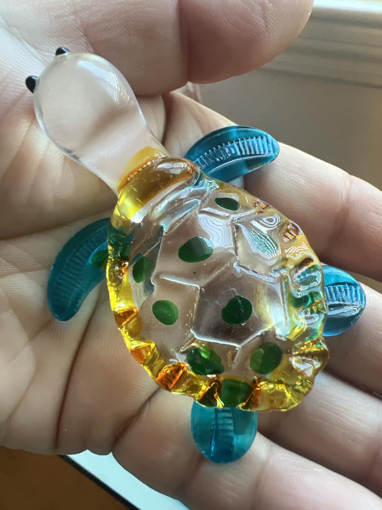 Hand Blown Art Glass, Sea Turtle Animal Figurine - Decorative Home Décor Collectible, Display Only, Unique Decorative Gift,Turtle Art Glass Blown. customer photo 2