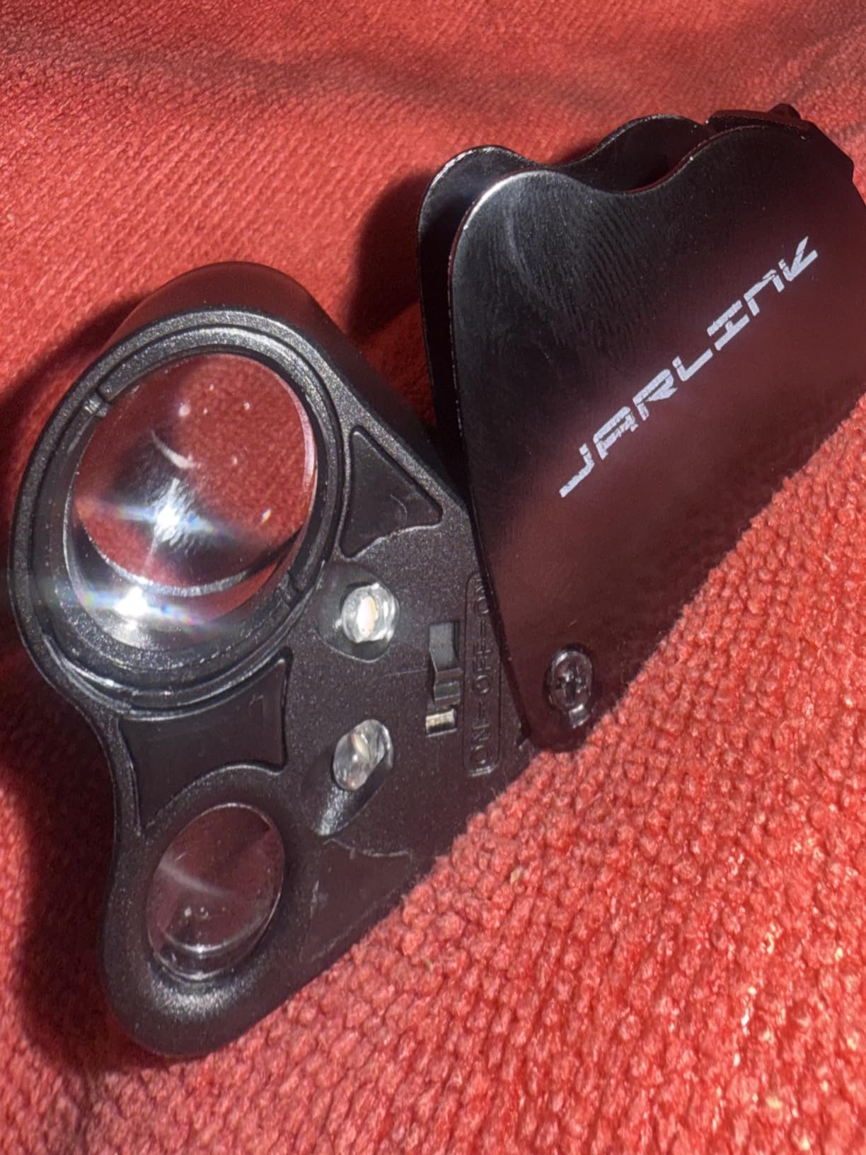 JARLINK 30X 60X Illuminated Jewelers Loupe Magnifier | Foldable Magnifier Equipped with Bright LED Light, Ideal for Inspecting Gems, Jewelry, Coins and Stamps customer photo 1