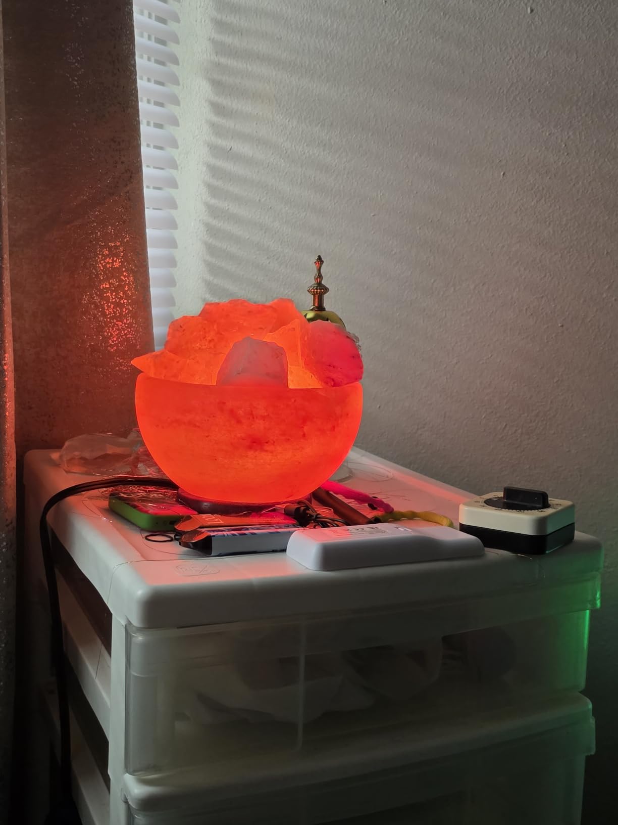 Spantik Himalayan Salt Lamp Bowl with Natural Crystal Chunks, Dimmer Cord and Classic Wood Base Premium Quality Authentic from Pakistan customer photo 1