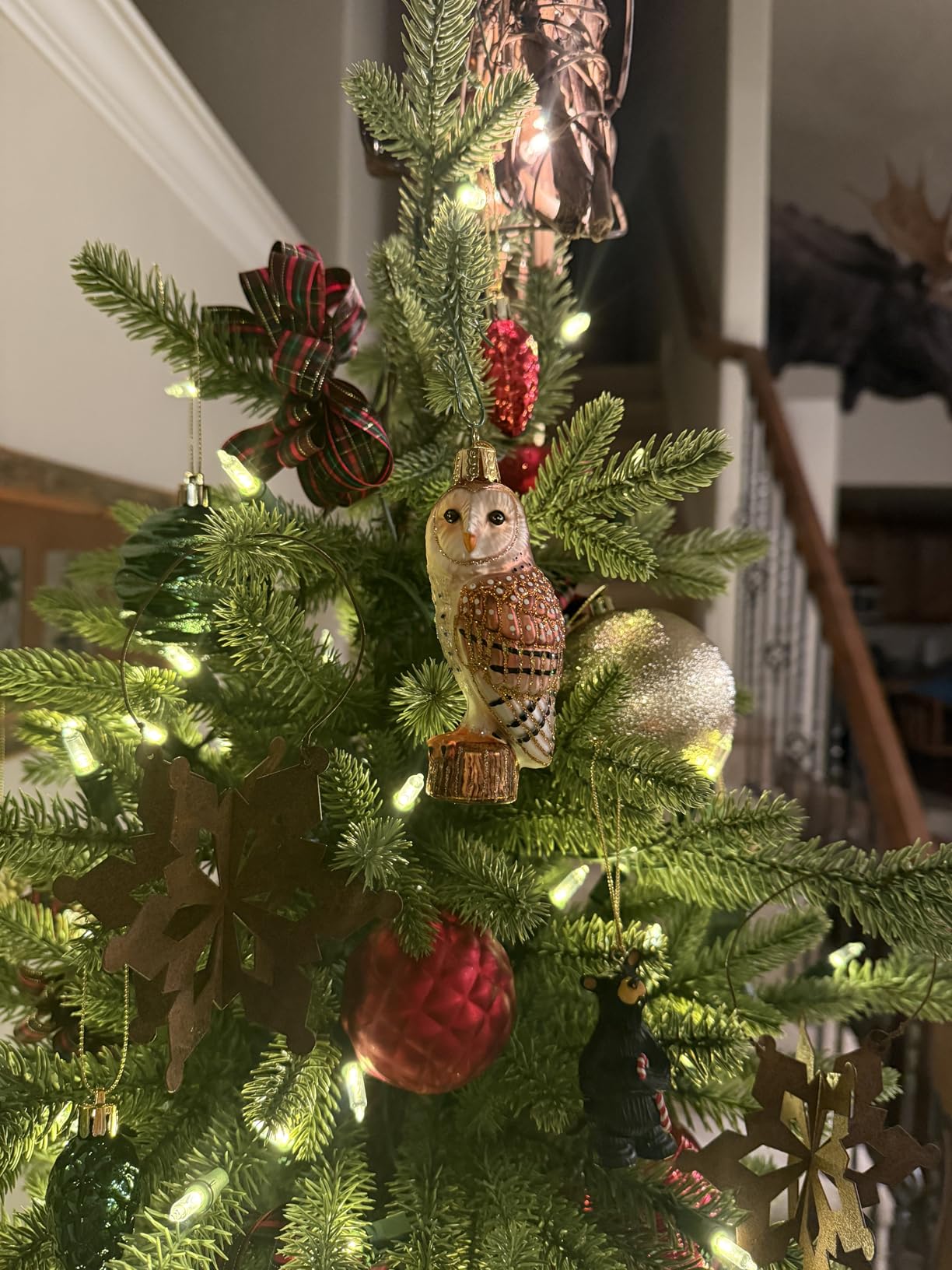 Old World Christmas Barn Owl Glass Blown Ornament for Christmas Tree, Handcrafted Holiday Decoration, Owl Collection customer photo 1