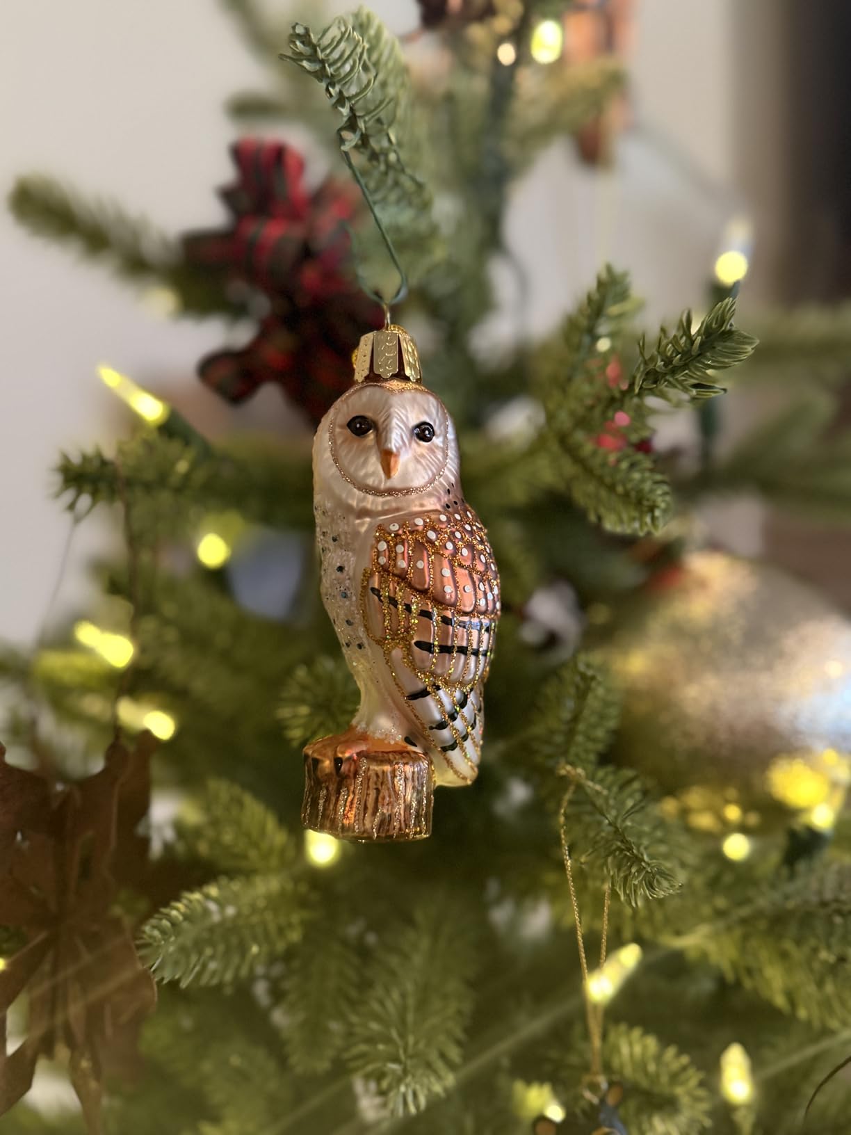 Old World Christmas Barn Owl Glass Blown Ornament for Christmas Tree, Handcrafted Holiday Decoration, Owl Collection customer photo 2