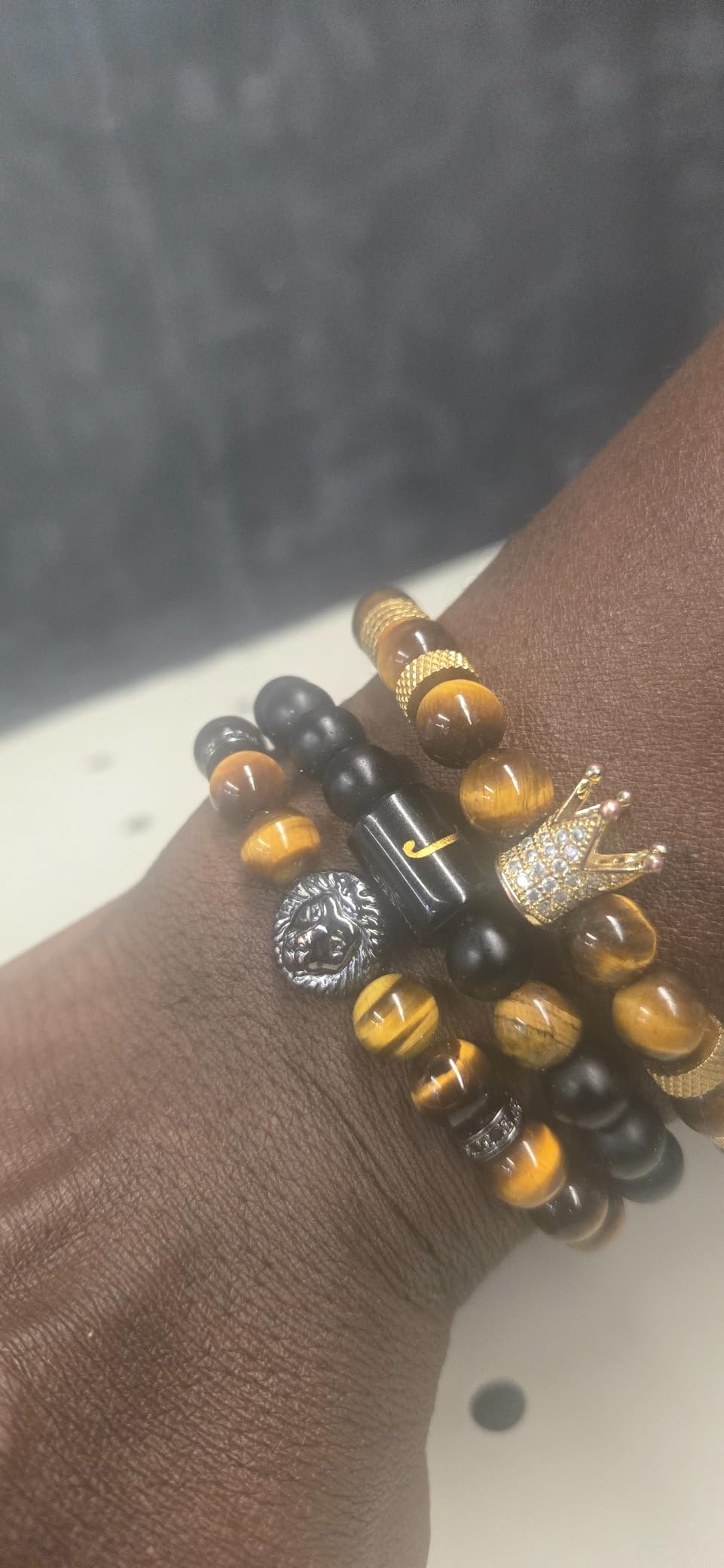 Viking Jewelry Lion Stone Beaded Bracelet customer photo 1