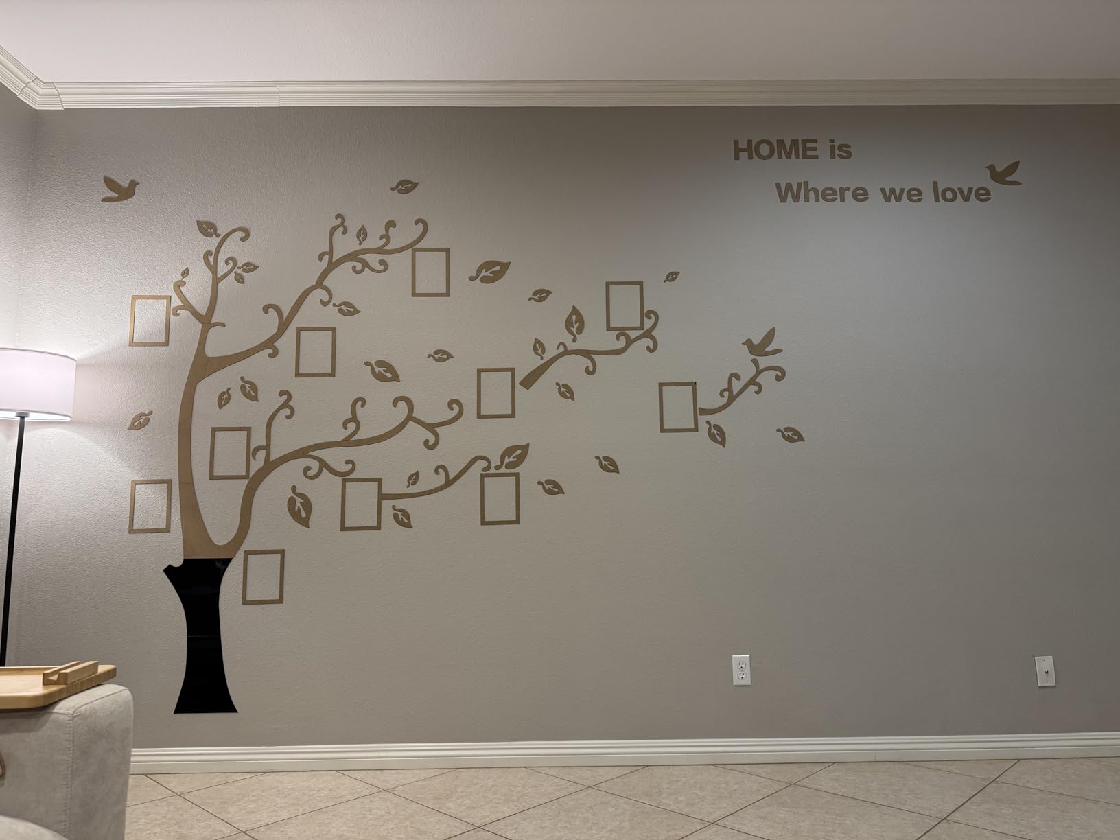 3D Tree Wall Stickers - DIY Photo Frame Tree Wall Decal Family Photo Frame Sticker Murals Wall Decor Living Room Bedroom TV Background Home Decorations (M:83 * 59in,Black Right) customer photo 1