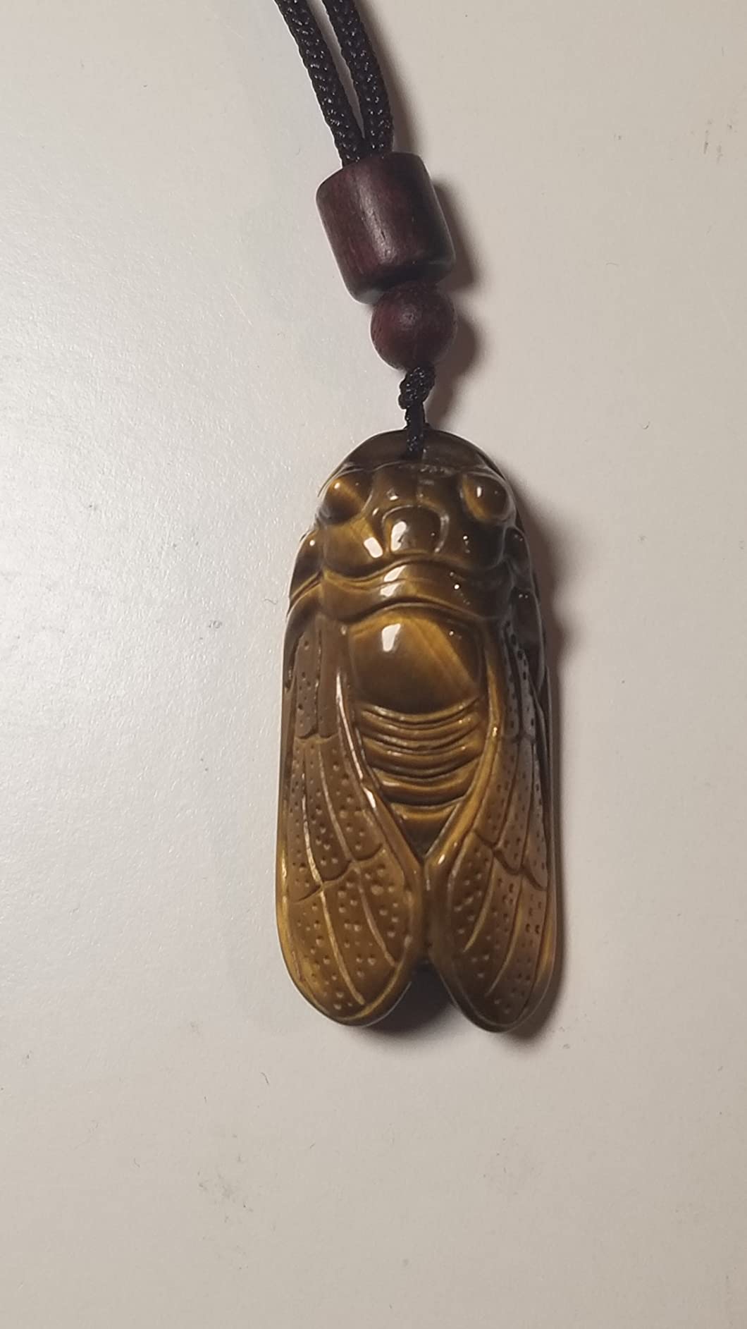 Ximimark Natural Tiger's-Eye Stone Crystal Carved Cicada Healing Gemstone Pendant(Including necklace rope 1pcs) customer photo 1