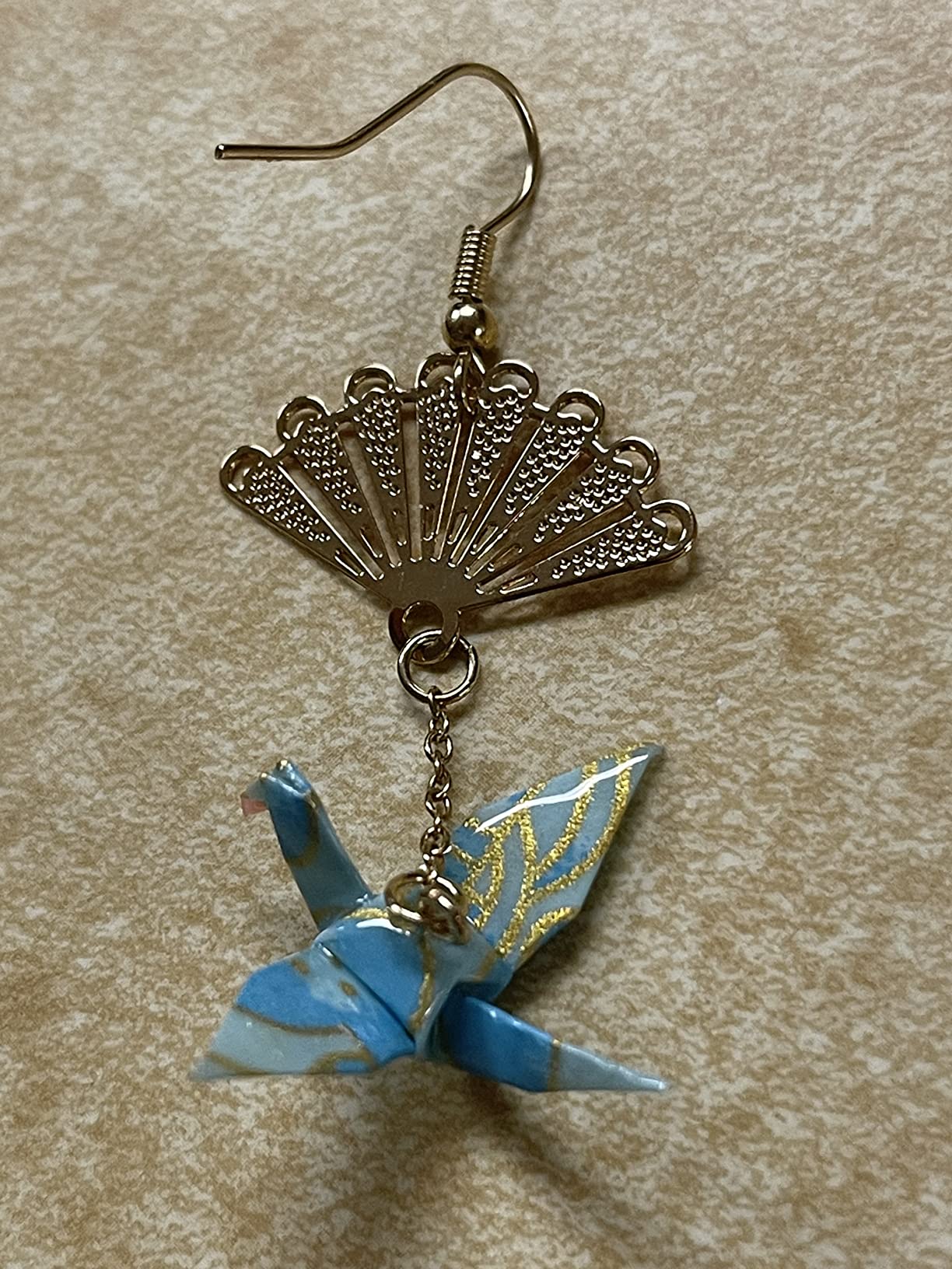 Crane Origami Bird Fan Dangle Cute Pretty Earrings customer photo 1