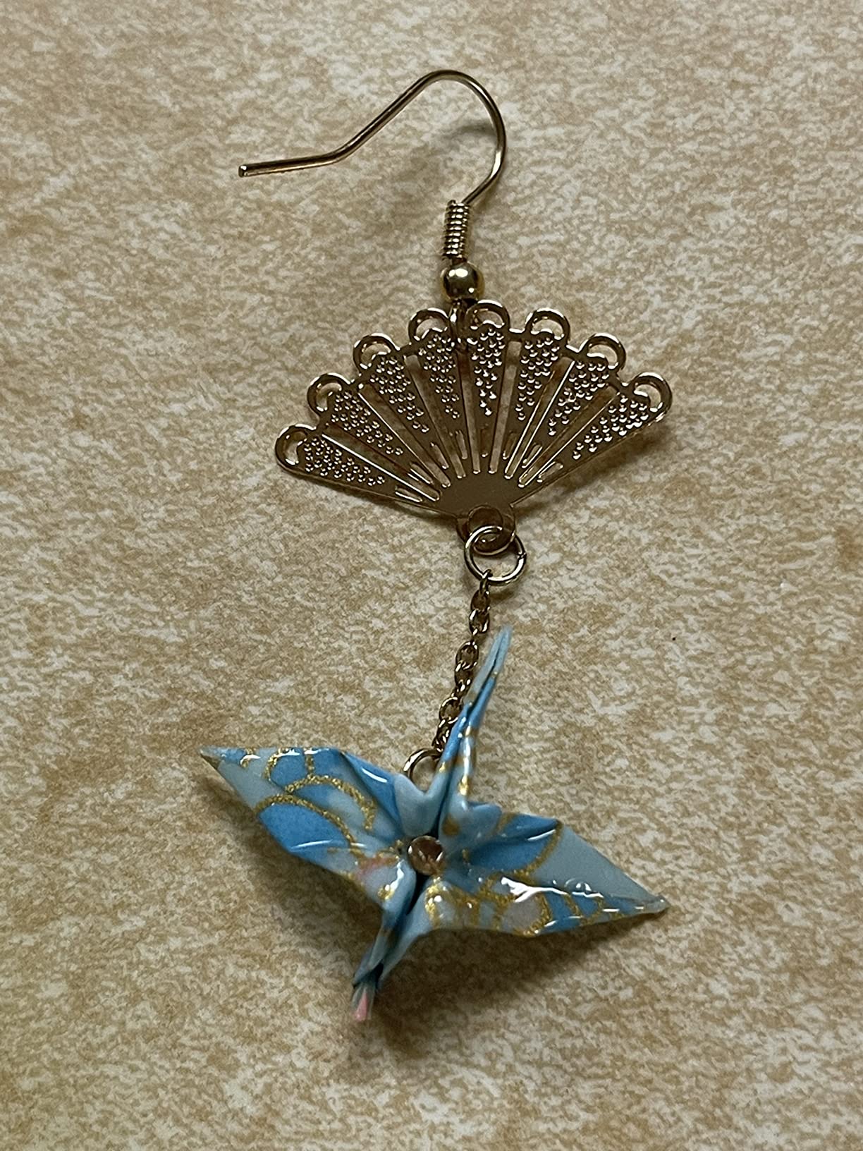 Crane Origami Bird Fan Dangle Cute Pretty Earrings customer photo 2