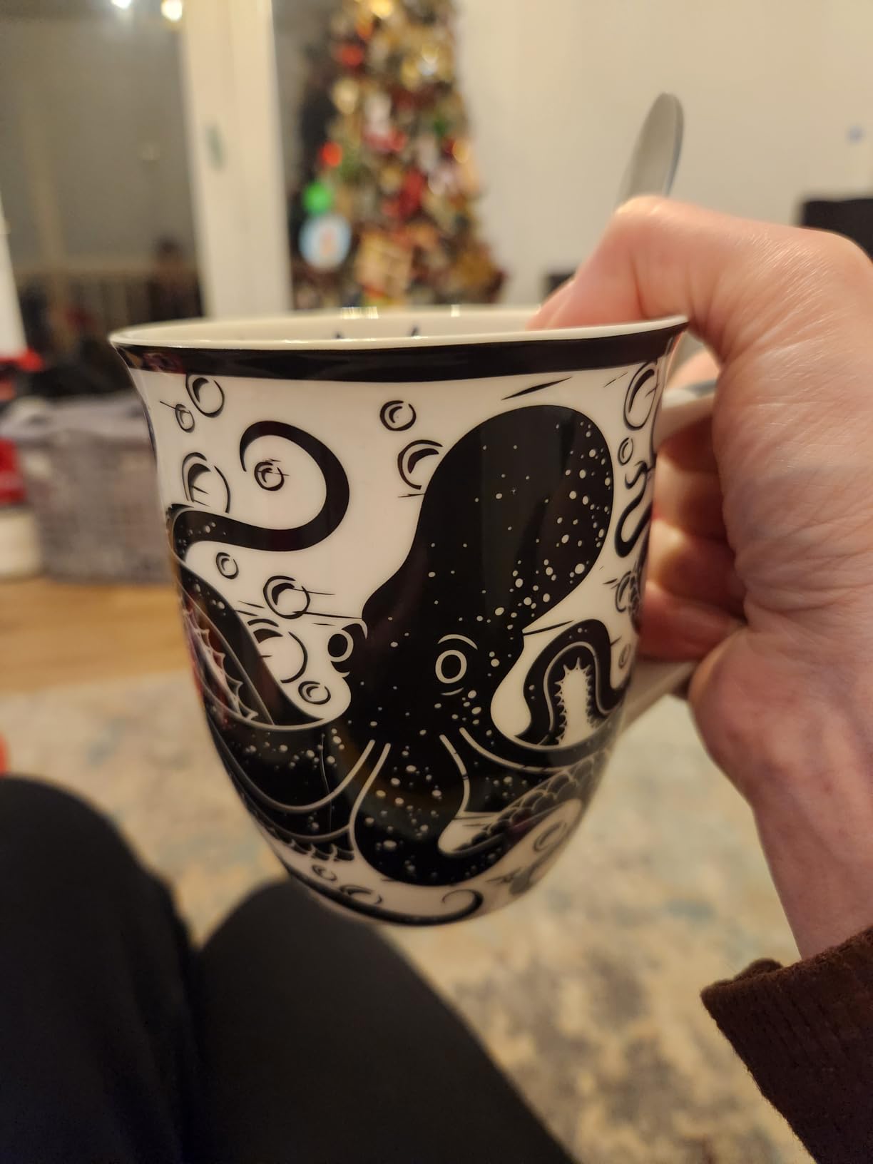 Karma Gifts 14 oz Black and White Boho Mug Rooster - Cute Coffee and Tea Mug - Ceramic Coffee Mugs for Women and Men customer photo 2