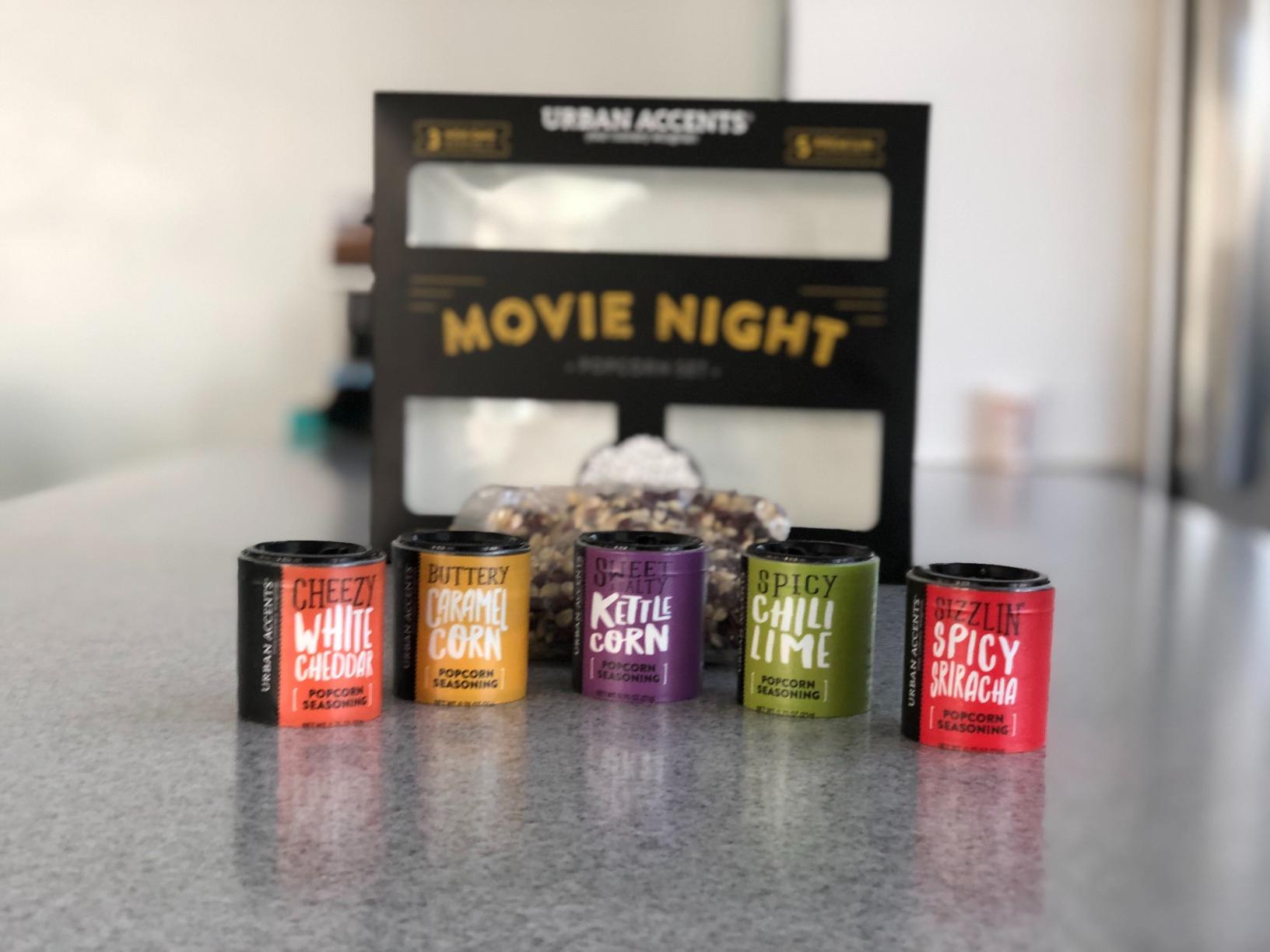 Urban Accents Movie Night Popcorn Gift Set - Includes 3 Gourmet Popcorn Kernel Varieties & 5 Flavorful Seasonings - Perfect Snack Gift Box for Parties, Holidays, or Movie Lovers customer photo 2