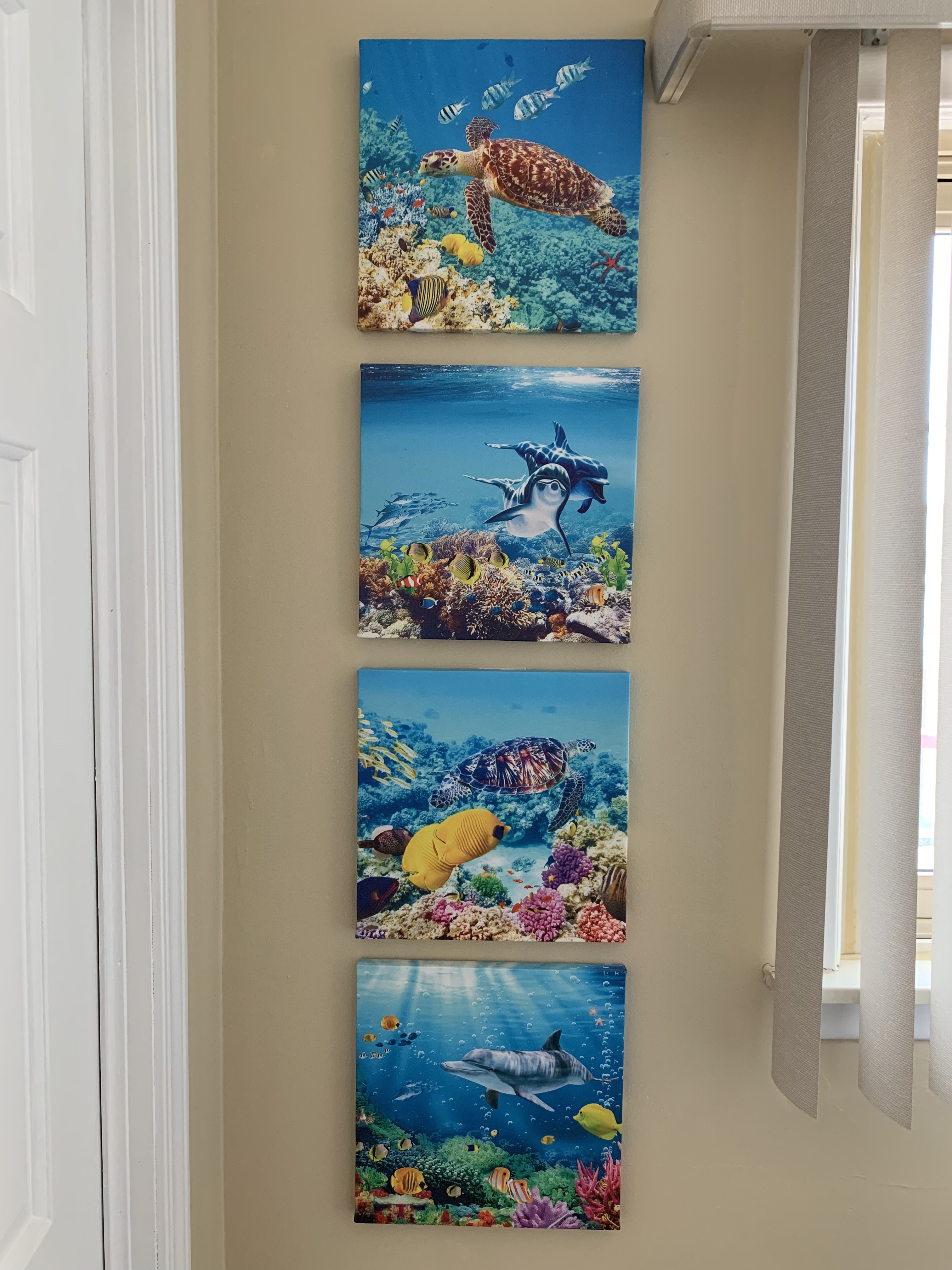 Canvas Wall Art for Living Room- family Bedroom Canvas Pictures Artwork Bathroom Wall Decor- 4 Panels Coral and Sea Fish and Turtles Ocean Theme Stretched and Framed Ready to Hang Modern Home Decor customer photo 2