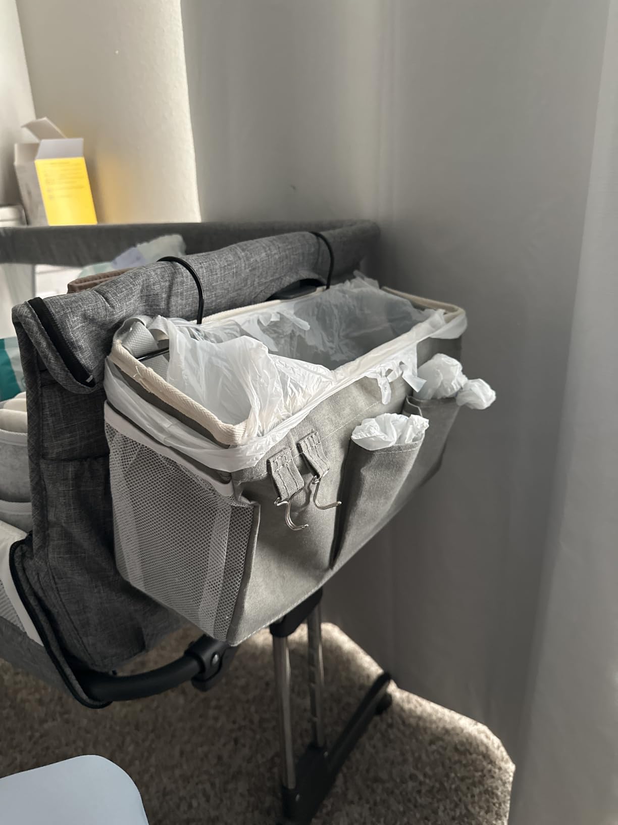 Bedside Caddy, Bedside Storage Bag Hanging Organizer for Bunk Dorm Bed Rail, Bed Caddy with Hooks, Top Bunks and Dorm Essentials for Water, Tissues, Tablets, Books customer photo 1