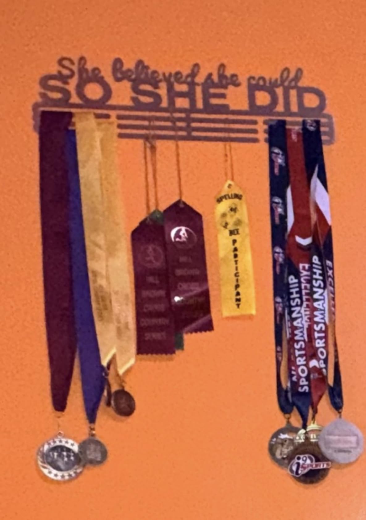 She Believed She Could SO SHE DID Race Medal Holder Wall Hanger, Marathon Runner Medal Display customer photo 1