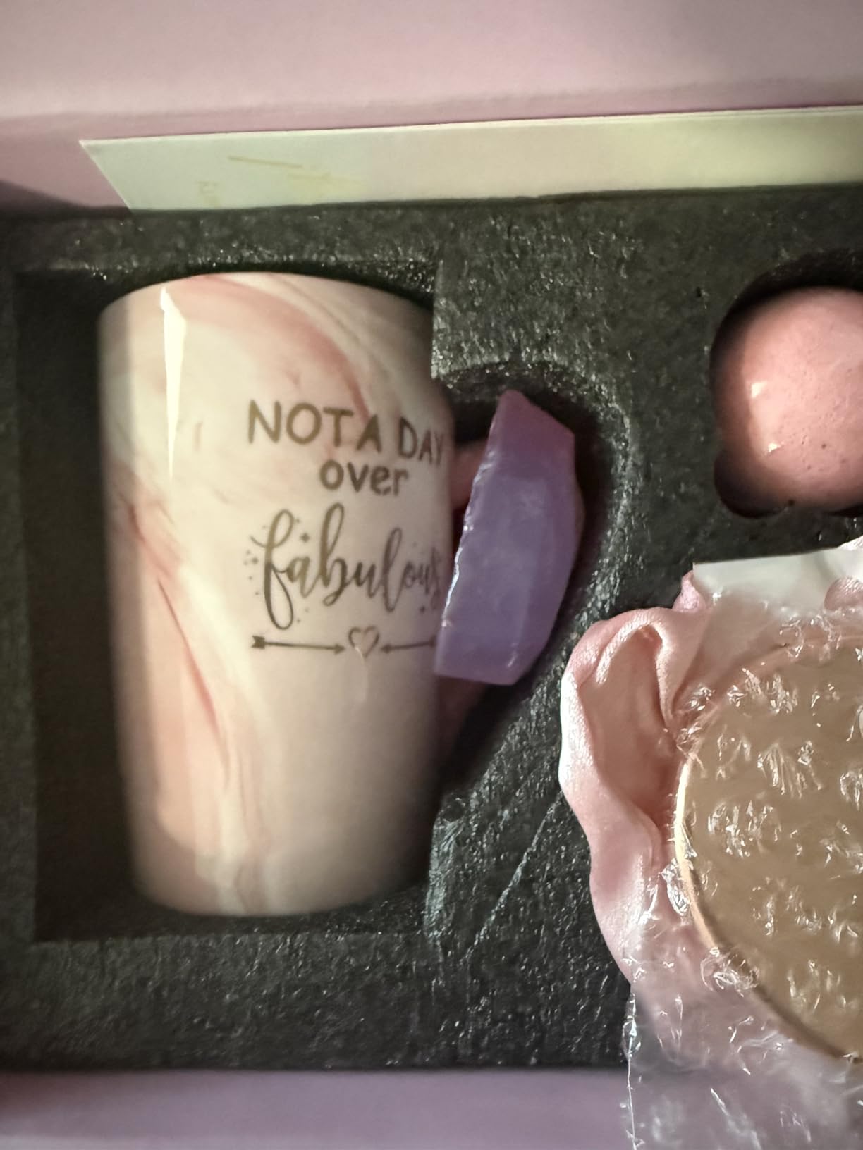 Jumway Not A Day Over Fabulous Mug Gifts Set- Birthday Gifts for Women - Funny Birthday Gift Ideas for Her,Friends, Cowowerkers, Her, Wife, Mom, Daughter, Sister, Aunt Ceramic Marble Mug 14 Oz customer photo 2