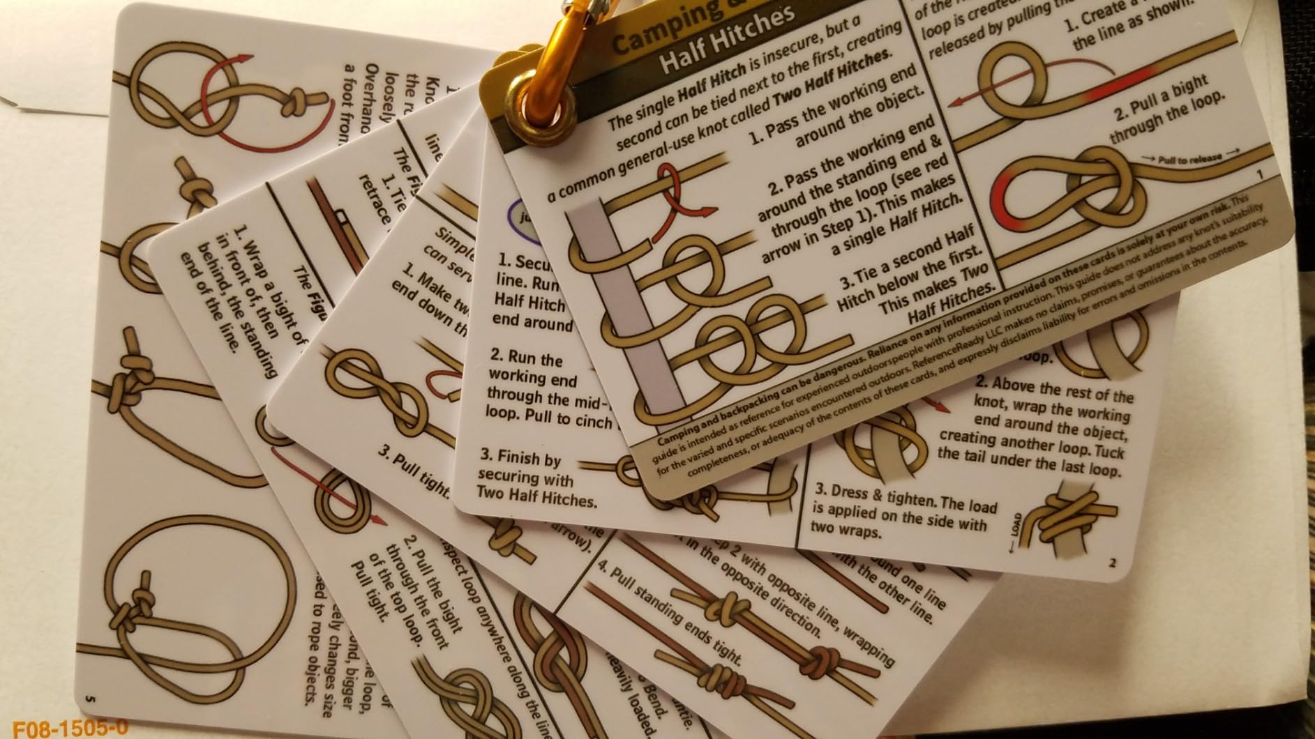 Outdoor Knot Cards 22 Knots Waterproof Pocket Guide with Mini Carabiner for Camping Backpacking customer photo 2