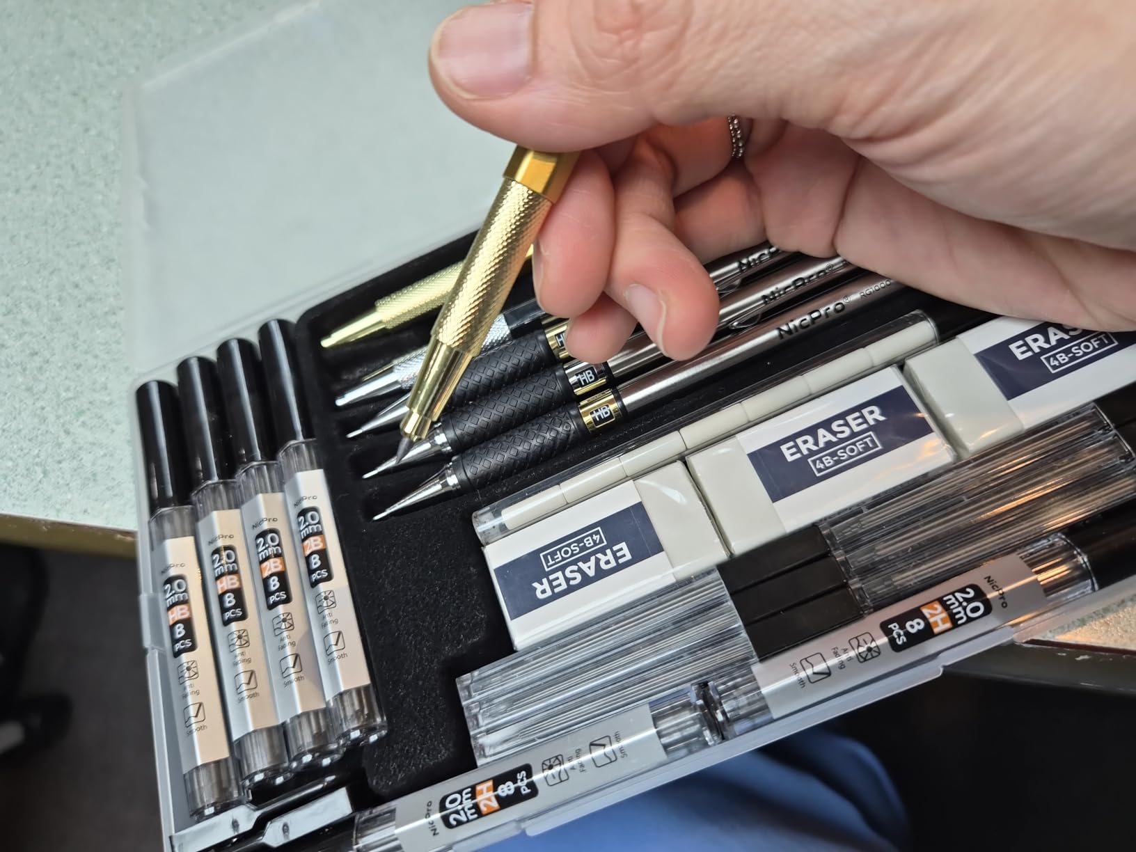 Nicpro 6PCS Art Mechanical Pencil Set, 0.5/0.7/0.9/2mm Point | Metal Drafting Pencil, 12 Tubes Lead Refills, 12 Erasers, Graphite Lead Holder (2B HB 2H) For Writing, Sketching Drawing customer photo 1