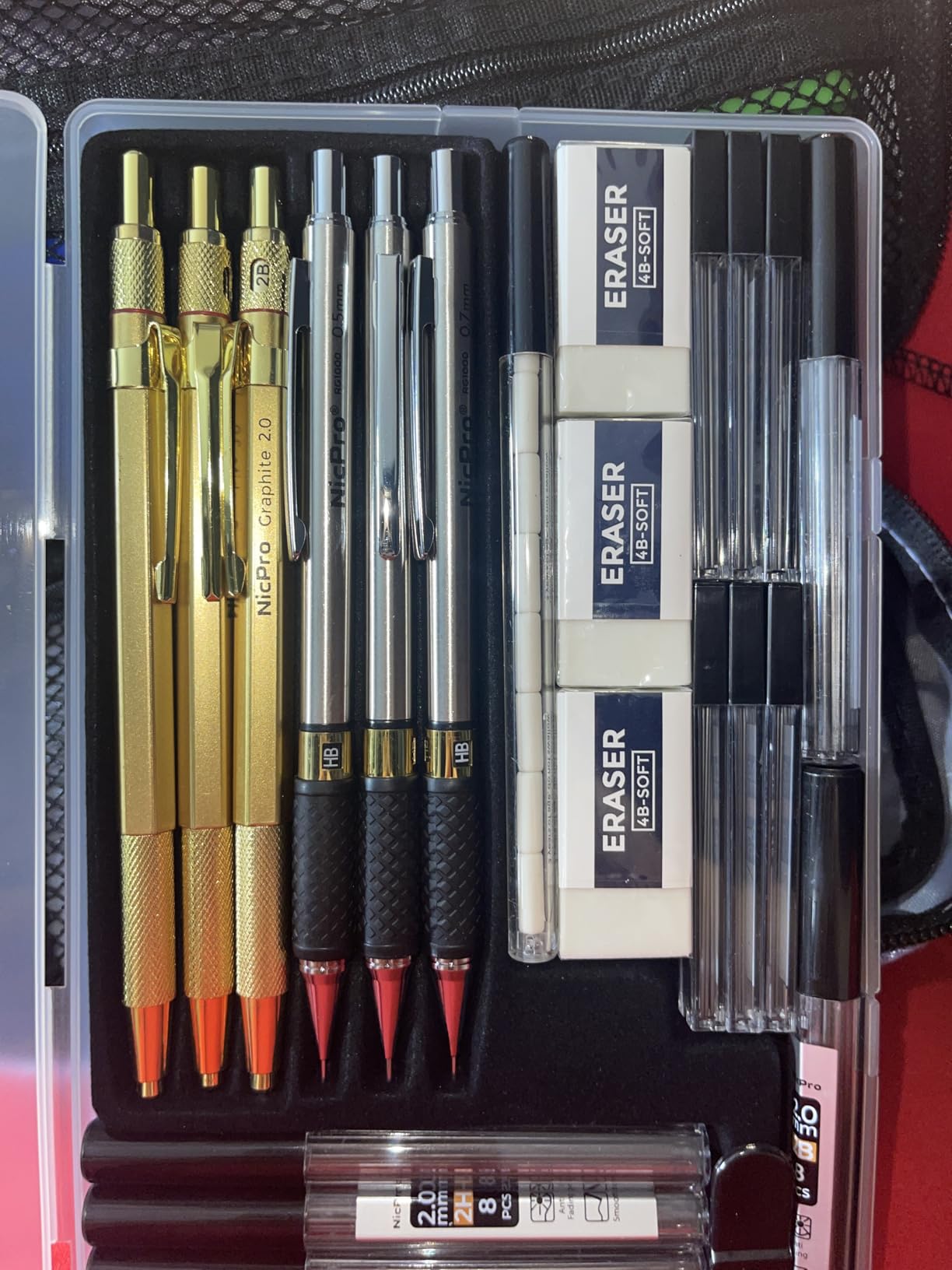 Nicpro 6PCS Art Mechanical Pencil Set, 0.5/0.7/0.9/2mm Point | Metal Drafting Pencil, 12 Tubes Lead Refills, 12 Erasers, Graphite Lead Holder (2B HB 2H) For Writing, Sketching Drawing customer photo 2