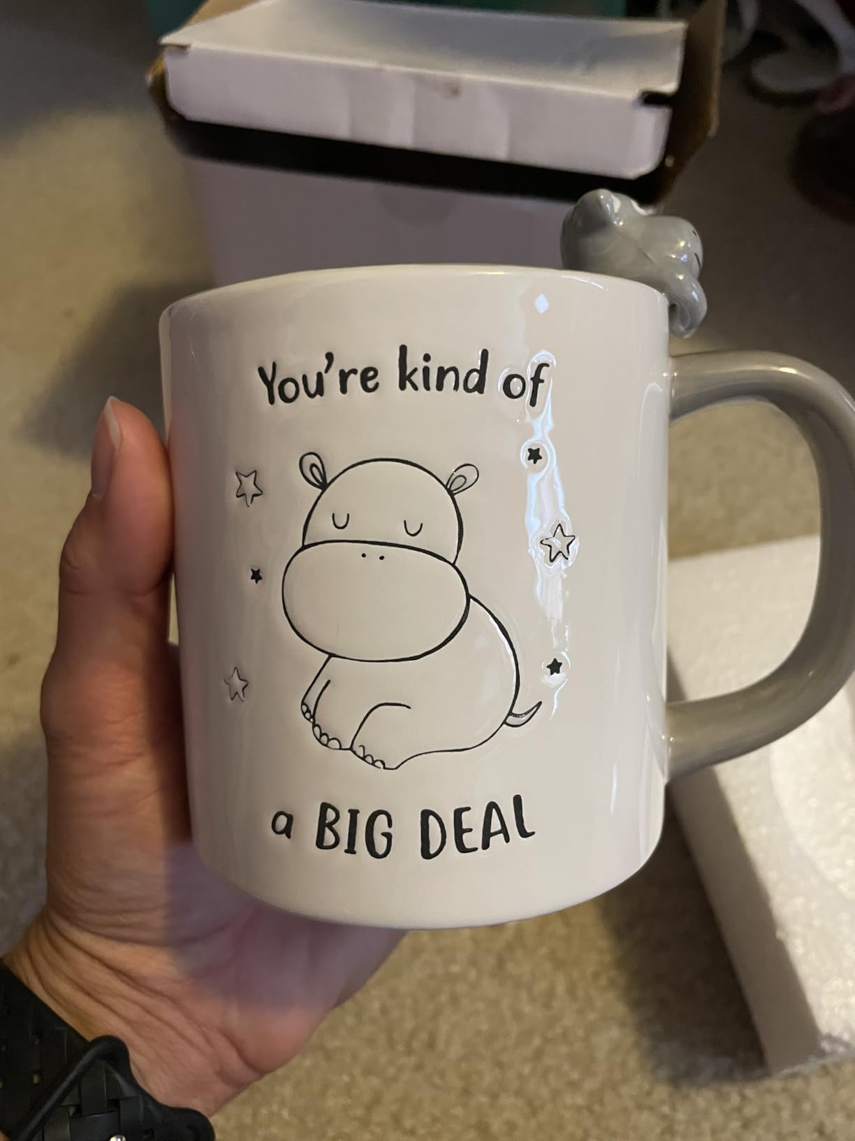 You're Kind Of A Big Deal - Hippo Gray 17oz Dolomite Coffee Cup Mug customer photo 1