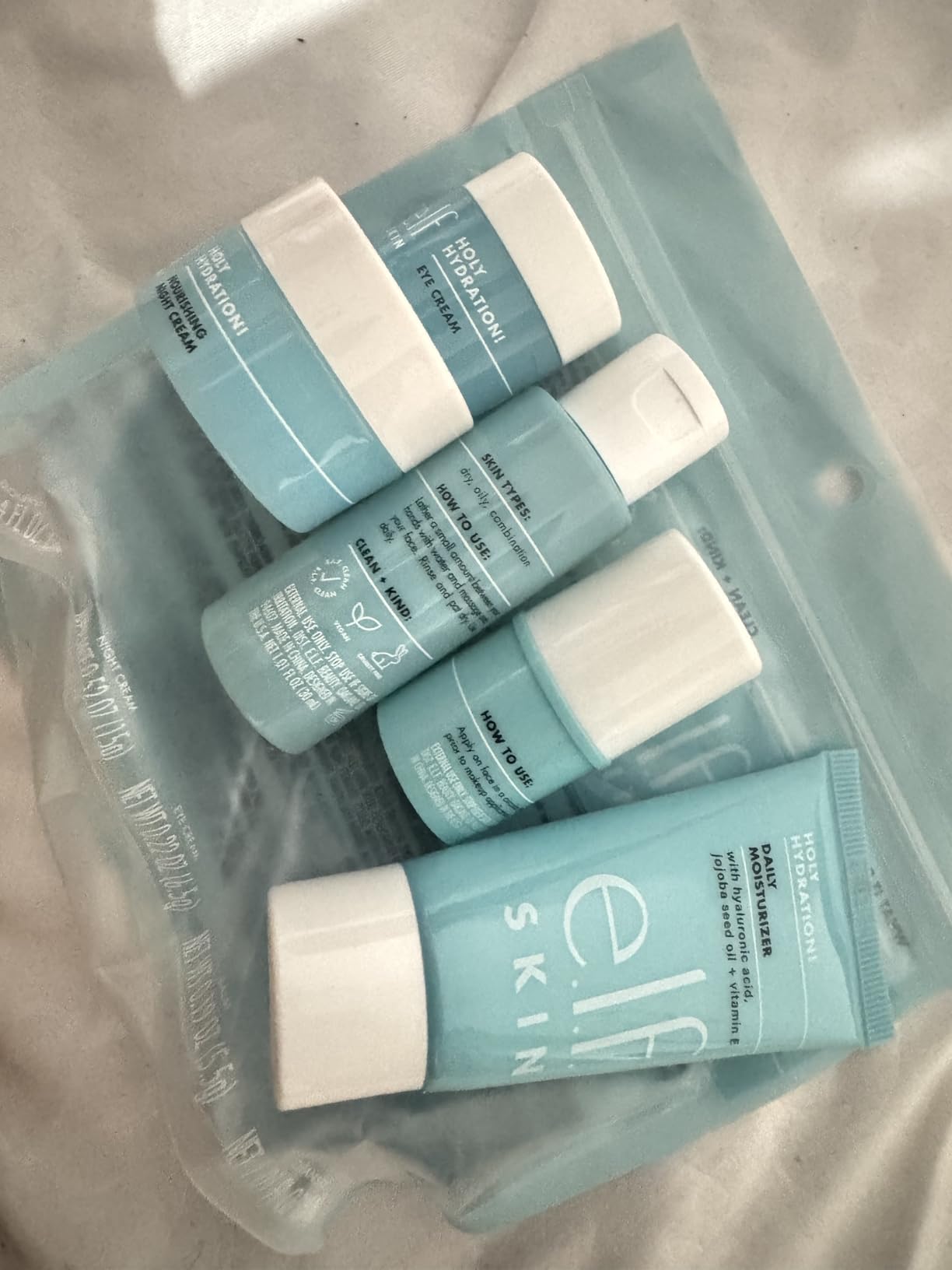 e.l.f. SKIN Holy Hydration! Jet Set Hydration Kit, Travel Friendly Hydrating Skincare Set, Face Cleanser, Balm, Moisturizer, Eye Cream & Night Cream, Vegan & Cruelty-Free customer photo 1